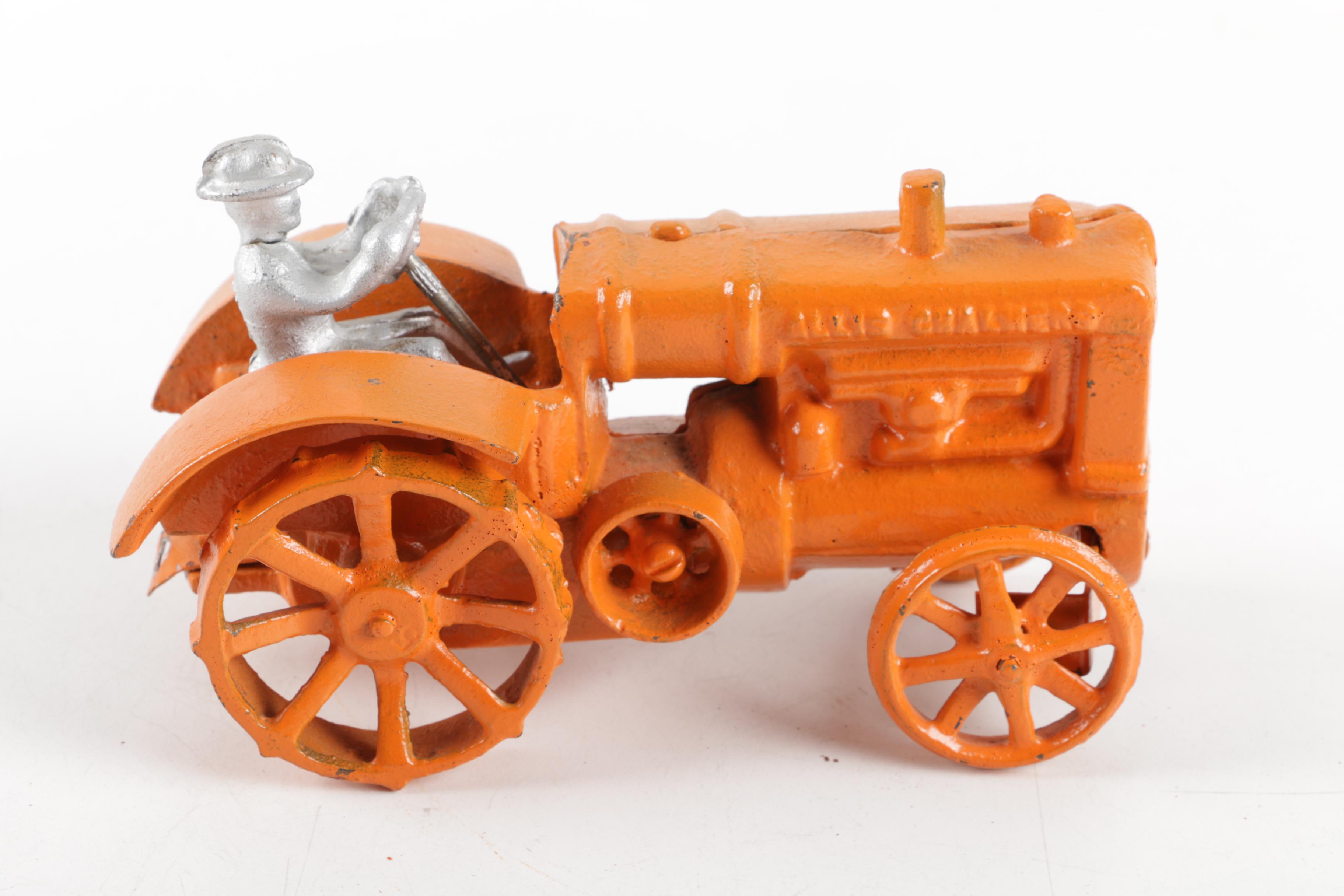 1930s Cast Iron Tractor and Dump Truck