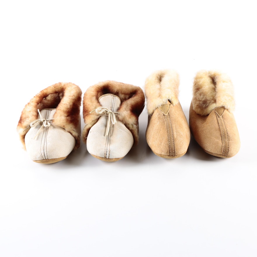 Two Pairs of Sheepskin Loafers