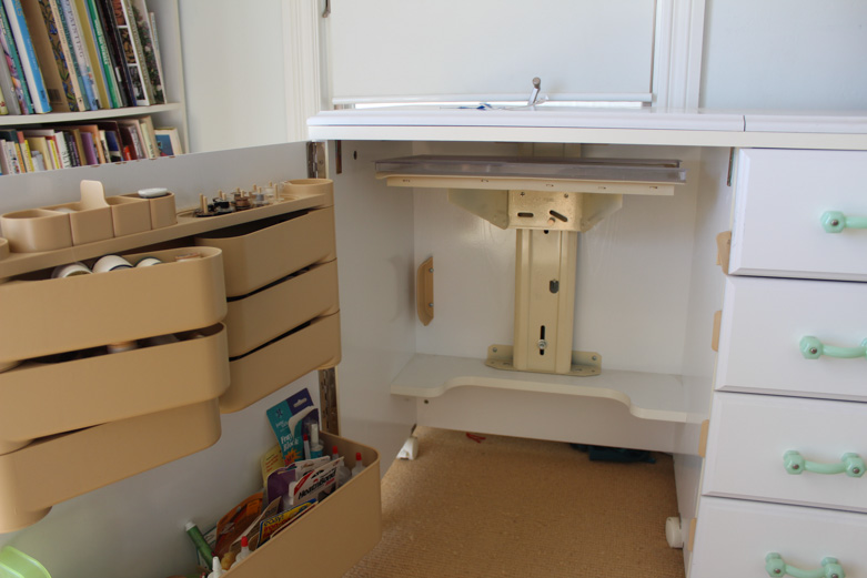 White Laminate Sewing Machine Table