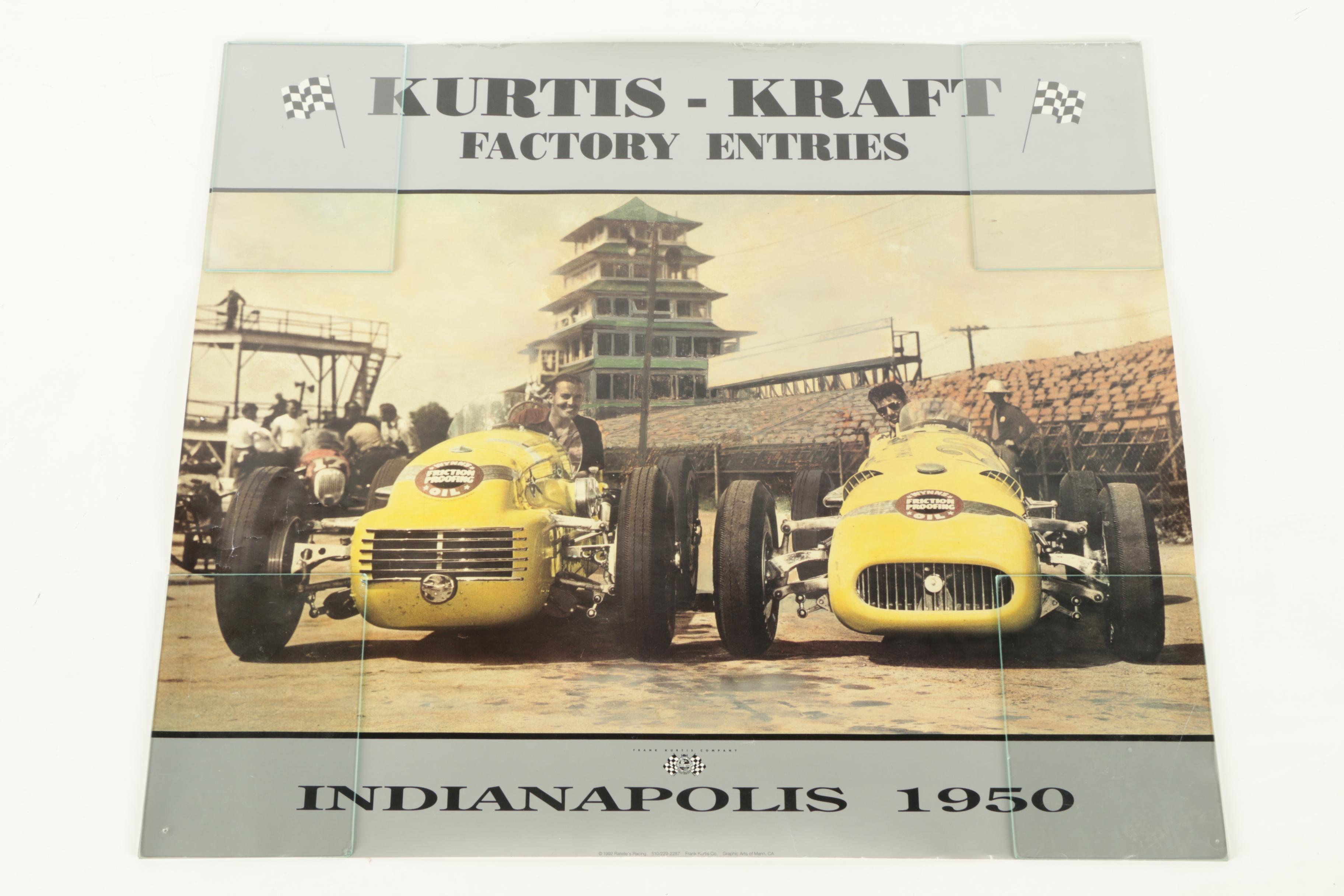 Six Offset Lithograph Print Posters of Various Auto Races or Cars