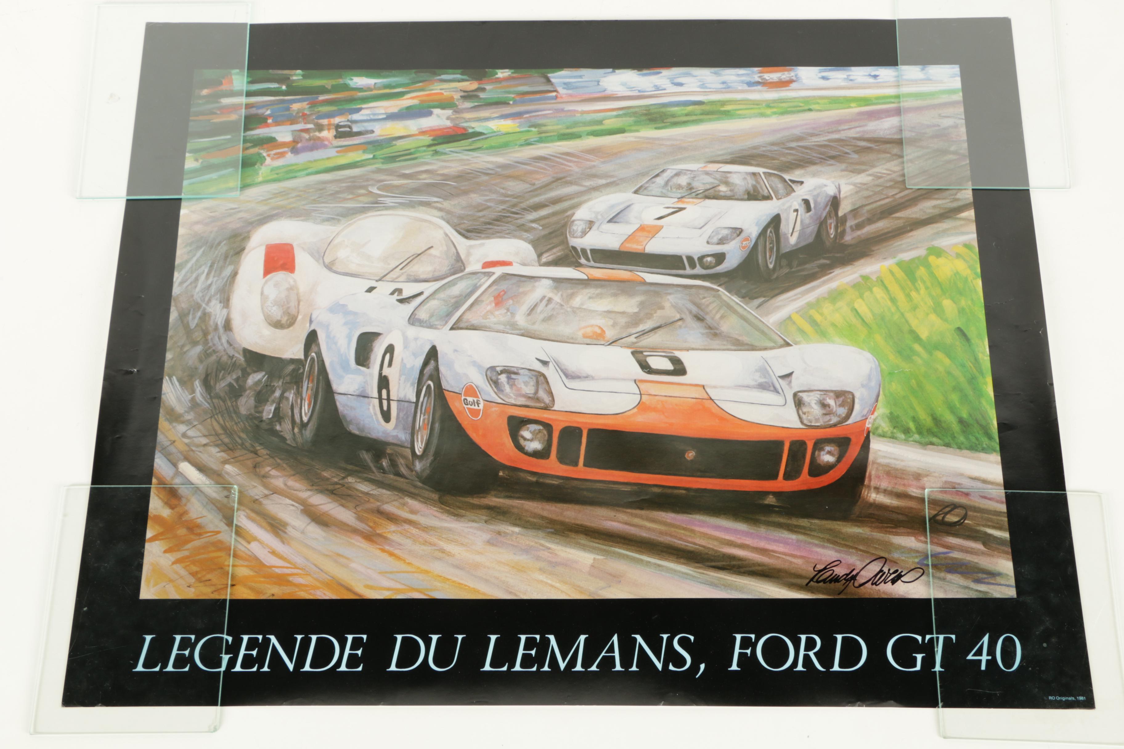 Six Offset Lithograph Print Posters of Various Auto Races or Cars