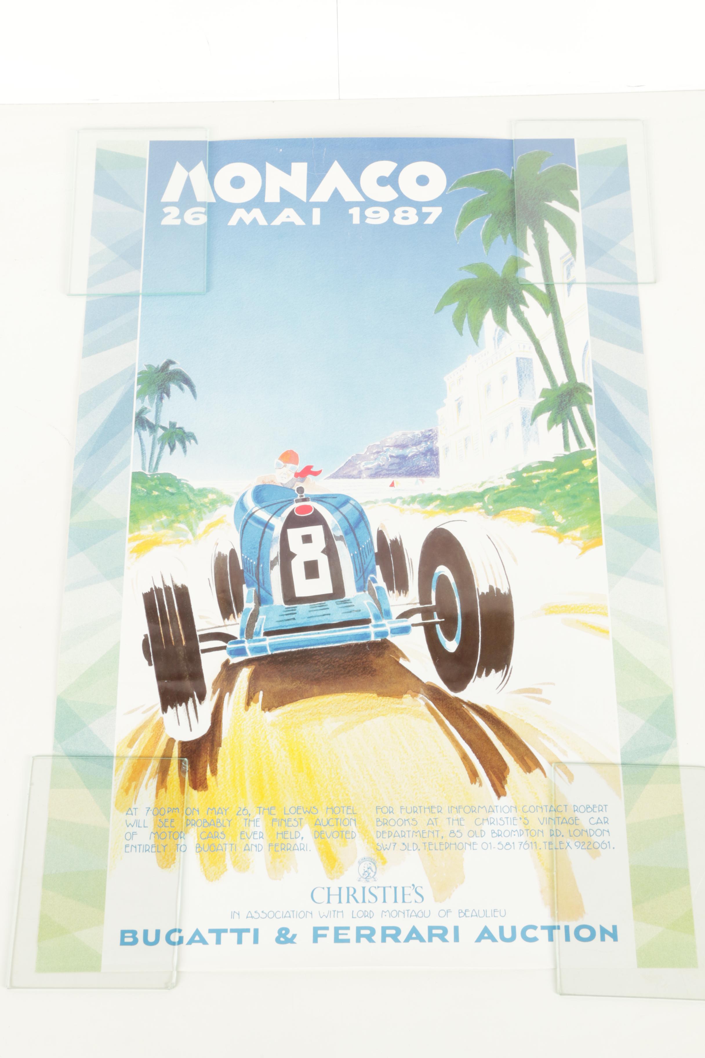Six Offset Lithograph Print Posters of Various Auto Races or Cars