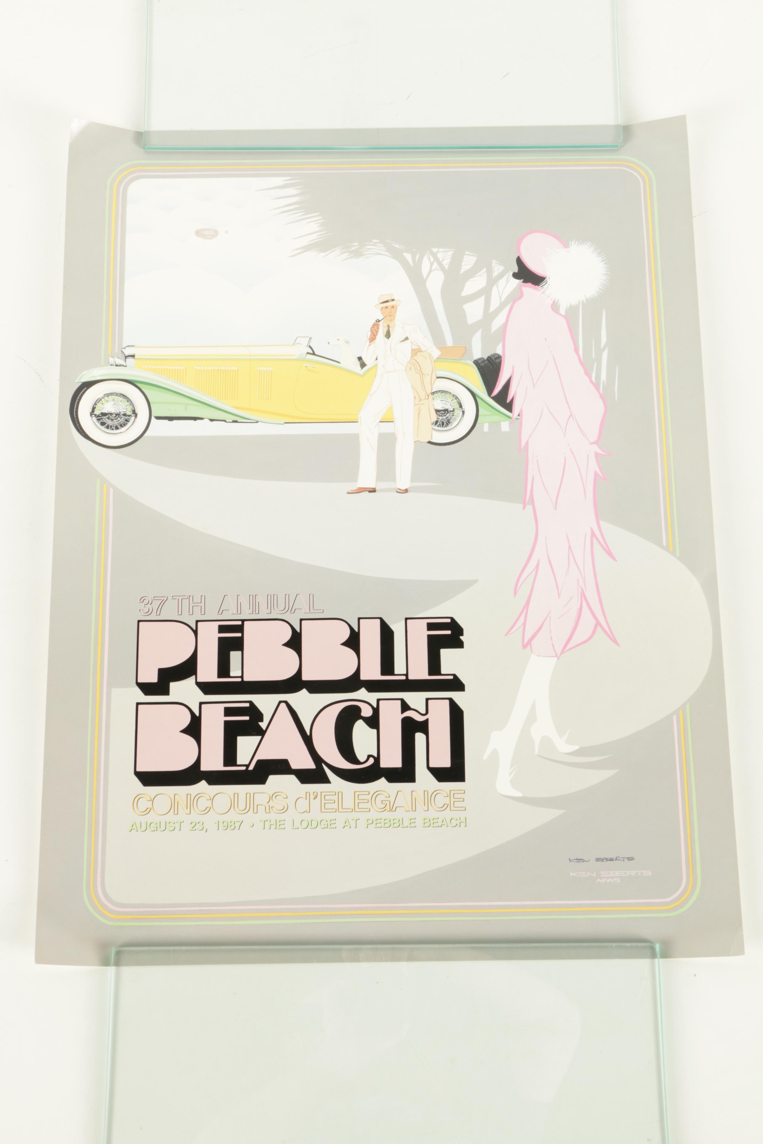 Six Offset Lithograph Print Posters of Various Auto Races or Cars