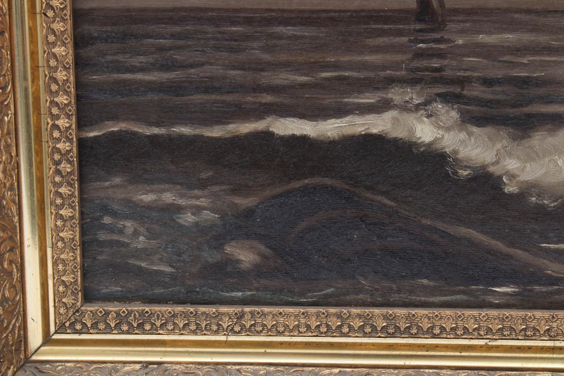 Antique Circa Late 19th Century American School Seascape Oil on Canvas