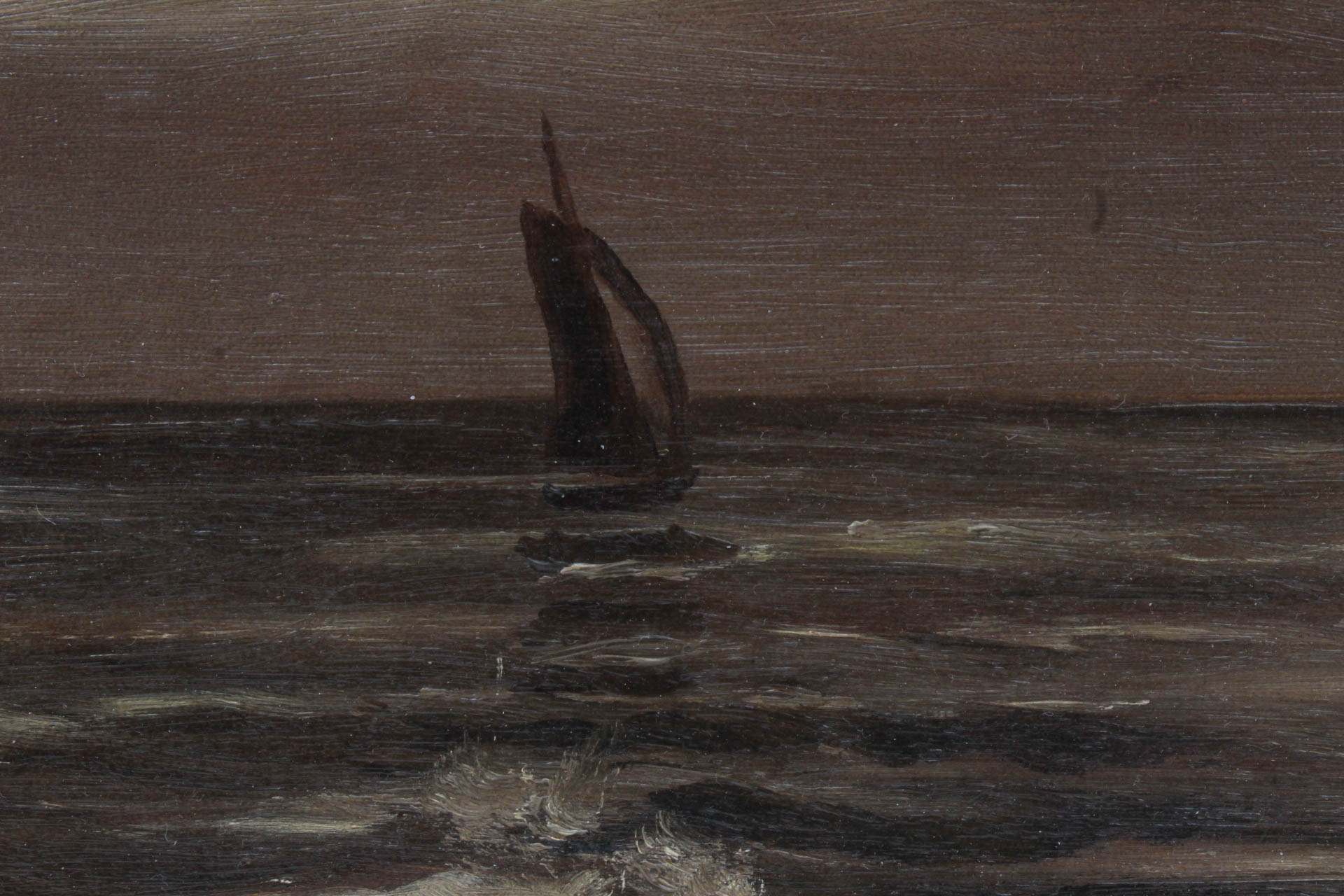 Antique Circa Late 19th Century American School Seascape Oil on Canvas