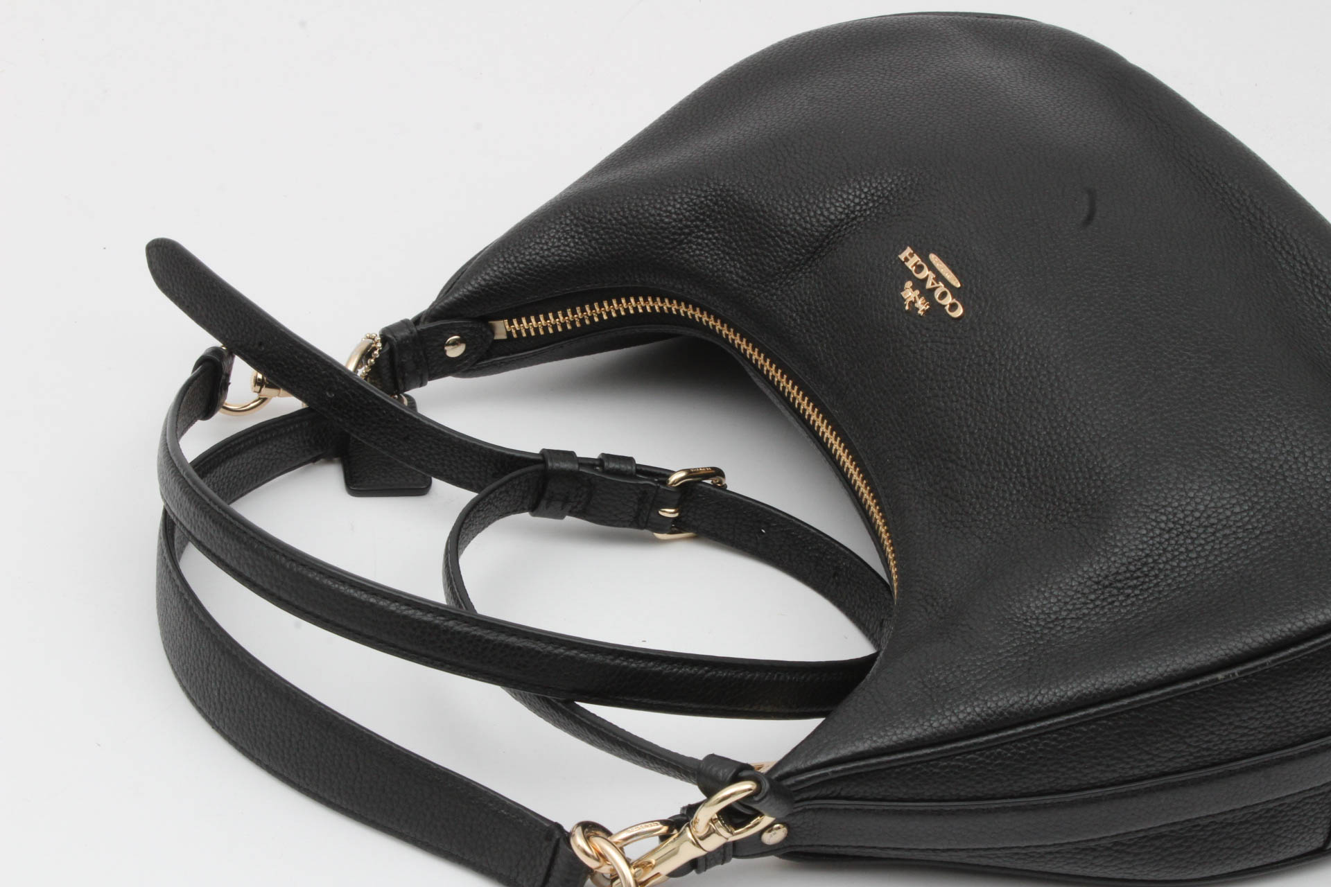 Coach Harley East West Black Leather Hobo Handbag