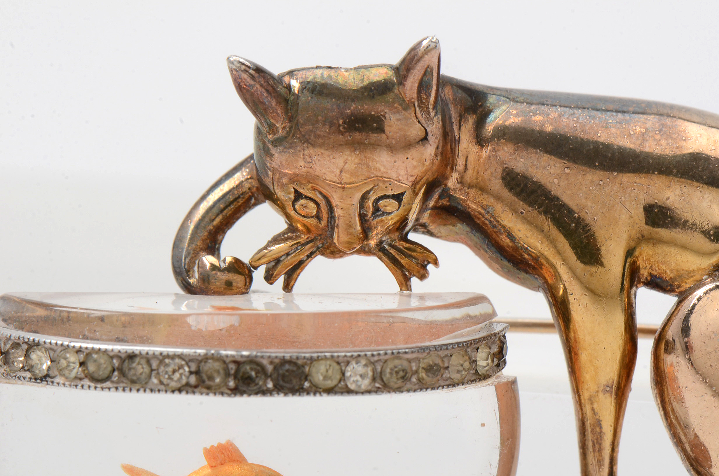 Jelly Belly Cat and Goldfish Brooch Attributed to Anthony Aquilino, Trifari