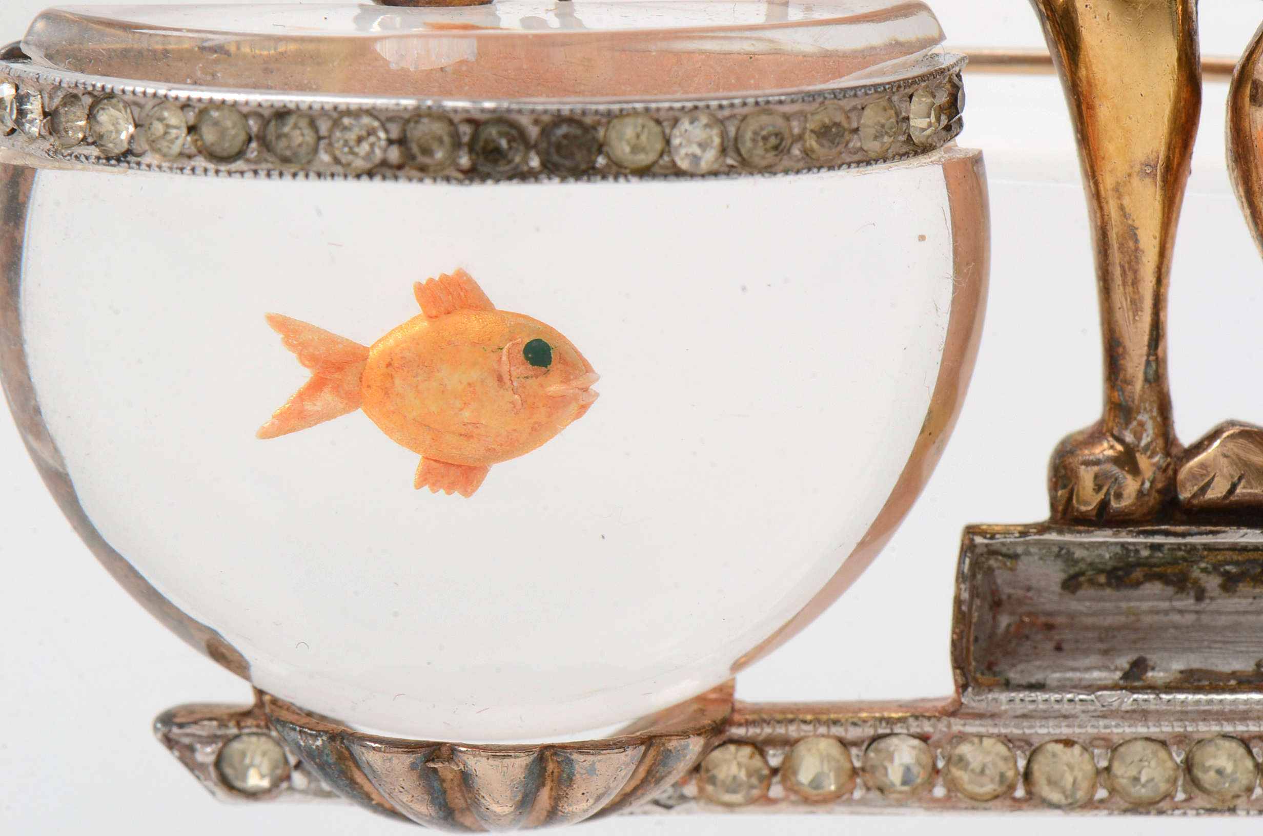 Jelly Belly Cat and Goldfish Brooch Attributed to Anthony Aquilino, Trifari