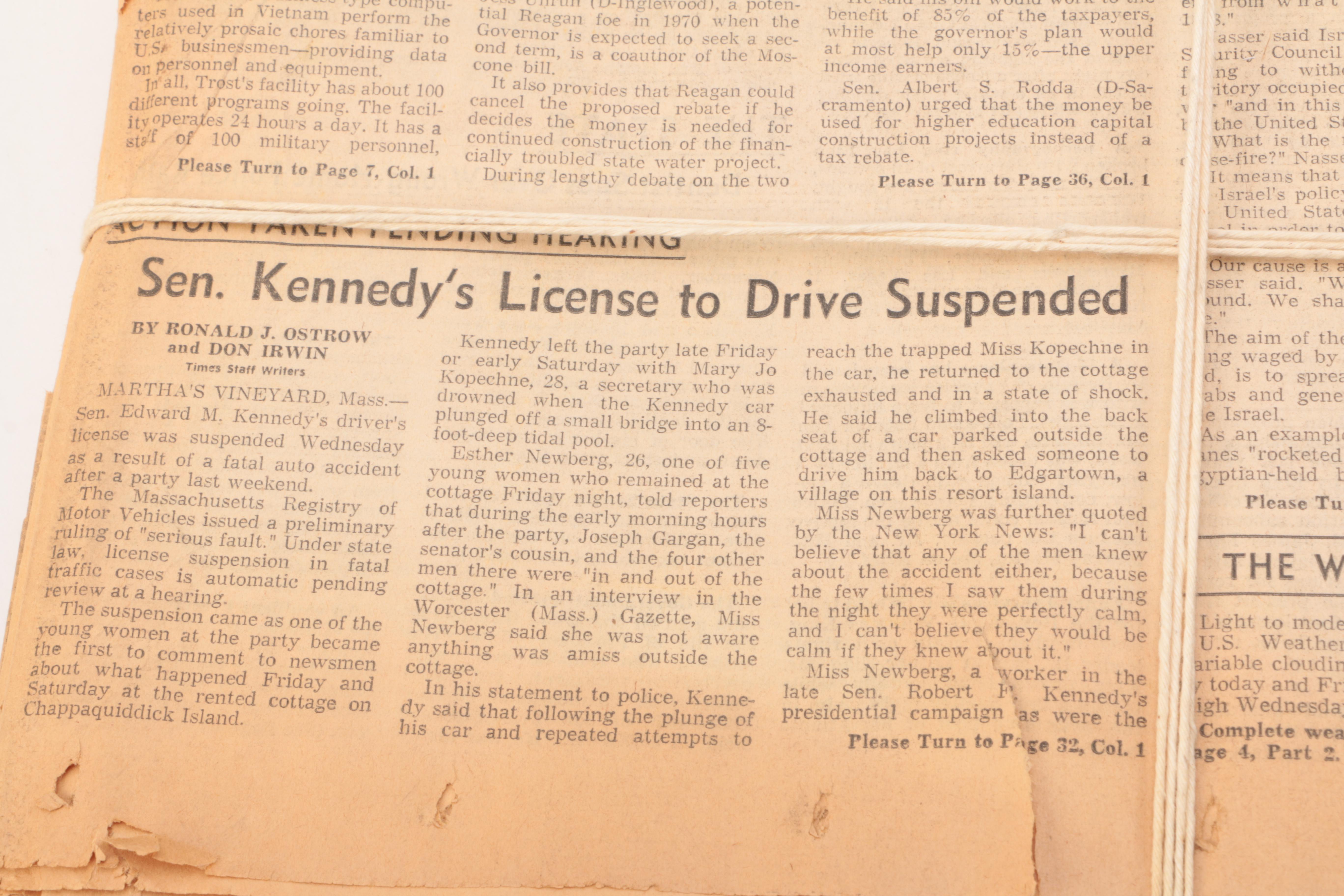 1969 "Herald Examiner" Newspaper Centering Apollo 11 Moon Landing