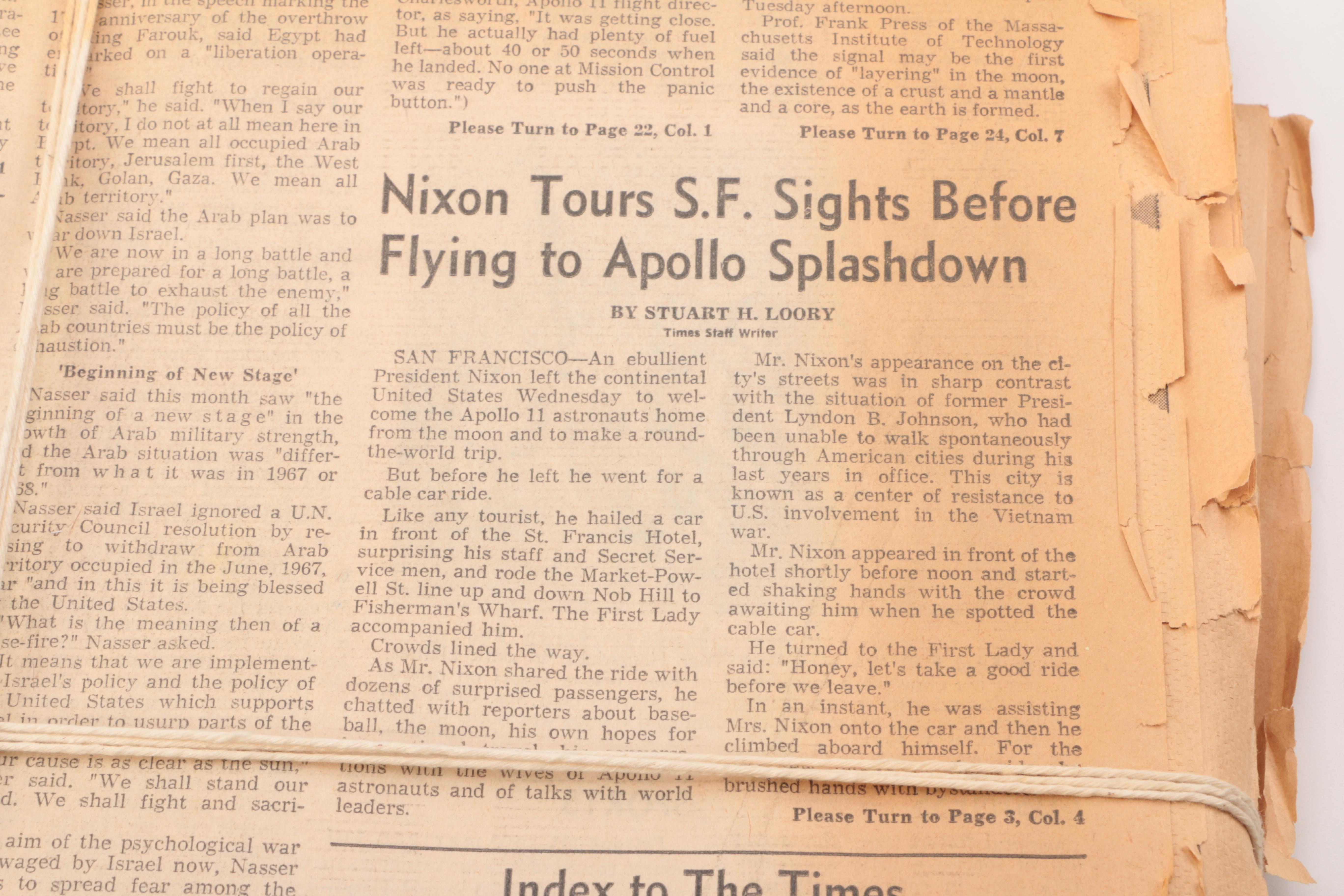 1969 "Herald Examiner" Newspaper Centering Apollo 11 Moon Landing