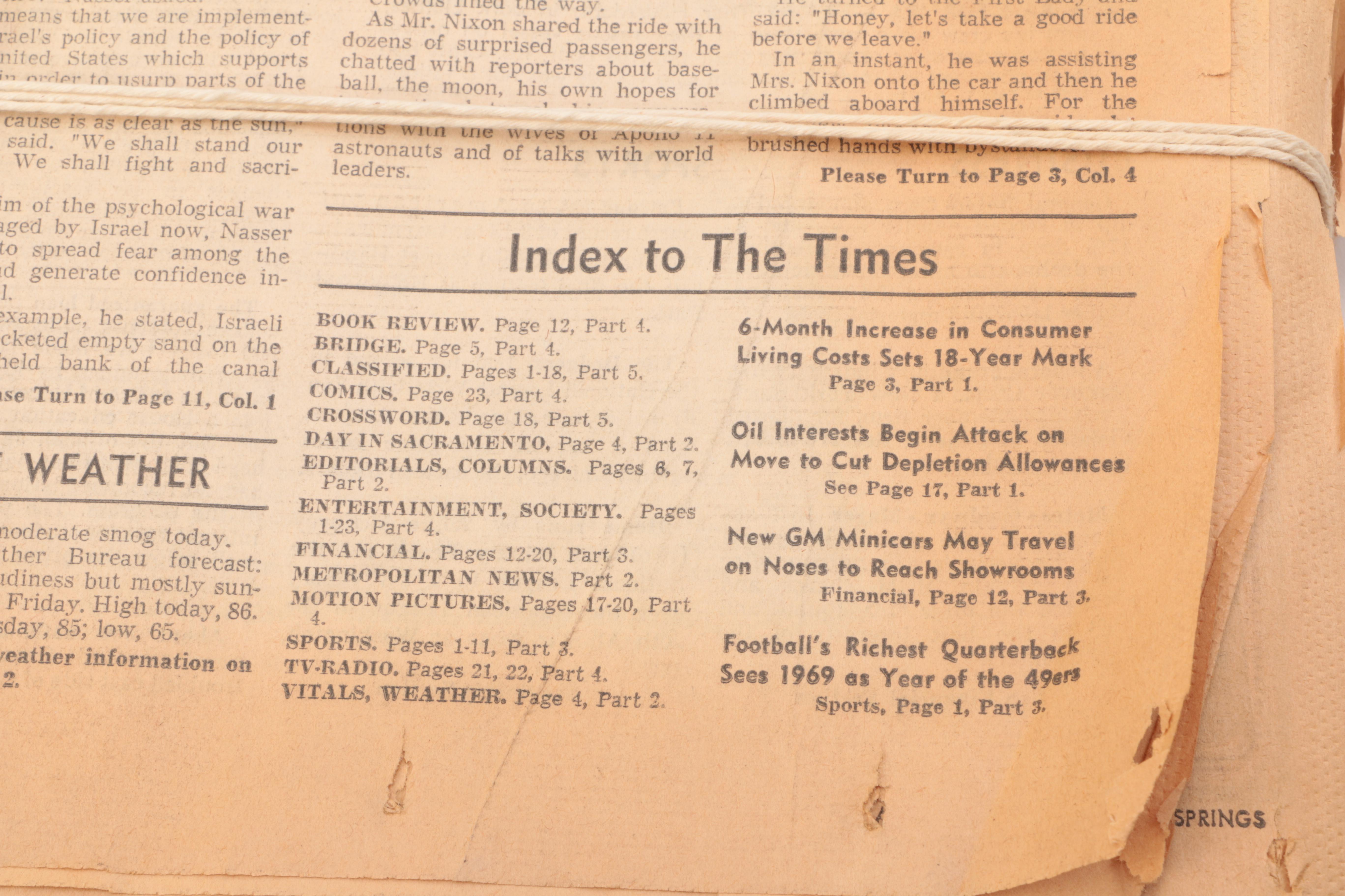 1969 "Herald Examiner" Newspaper Centering Apollo 11 Moon Landing