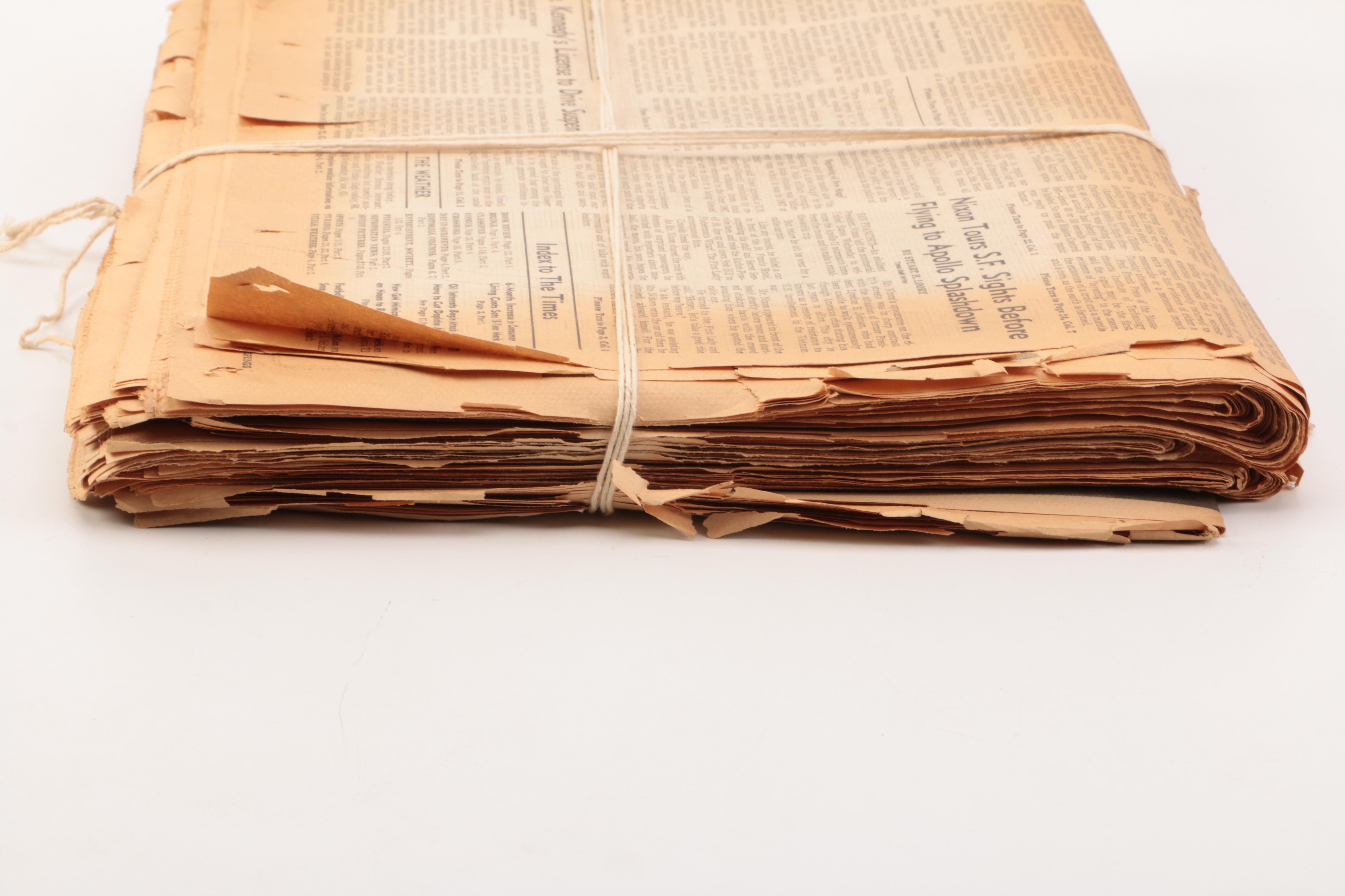 1969 "Herald Examiner" Newspaper Centering Apollo 11 Moon Landing