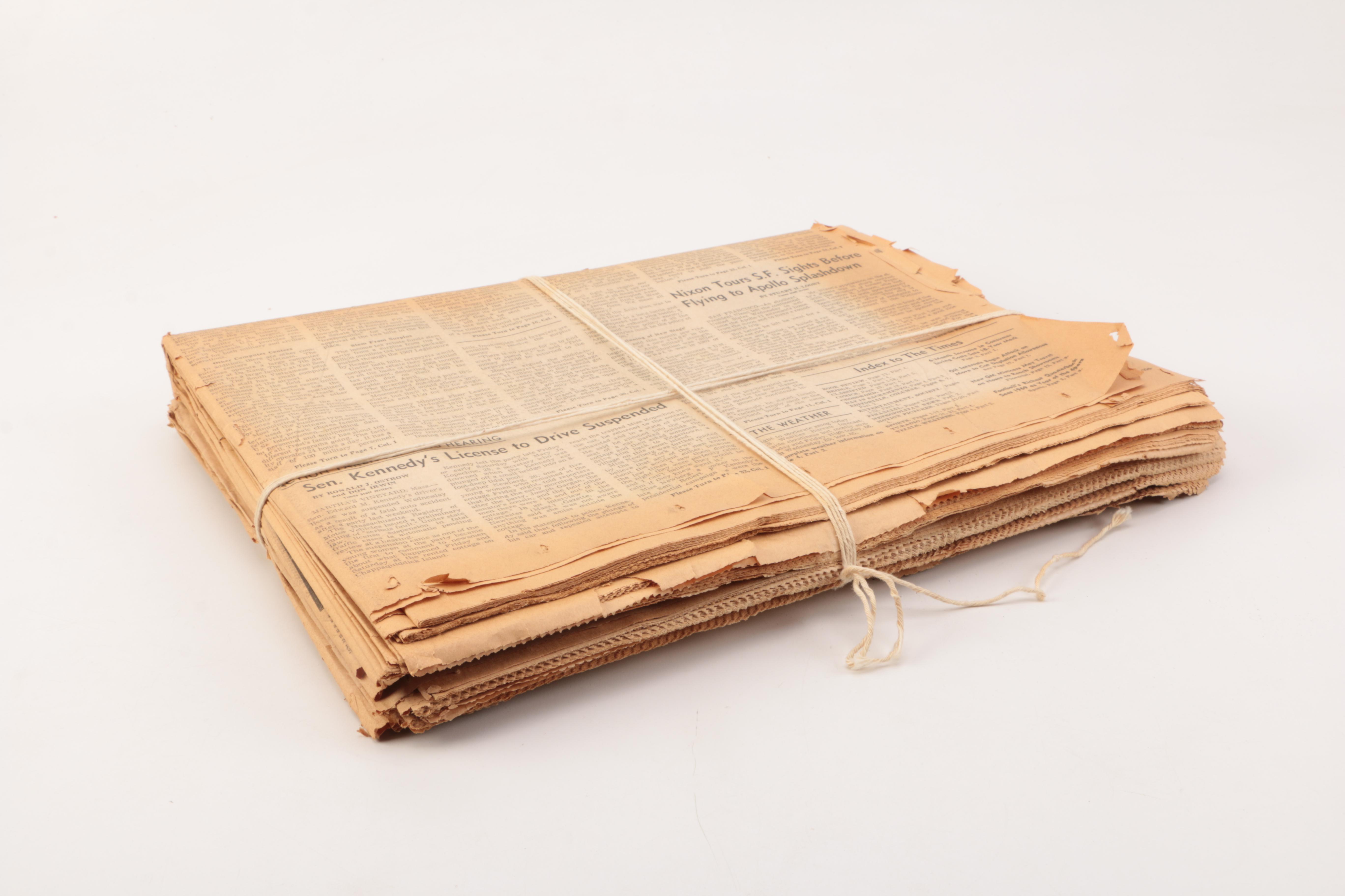 1969 "Herald Examiner" Newspaper Centering Apollo 11 Moon Landing