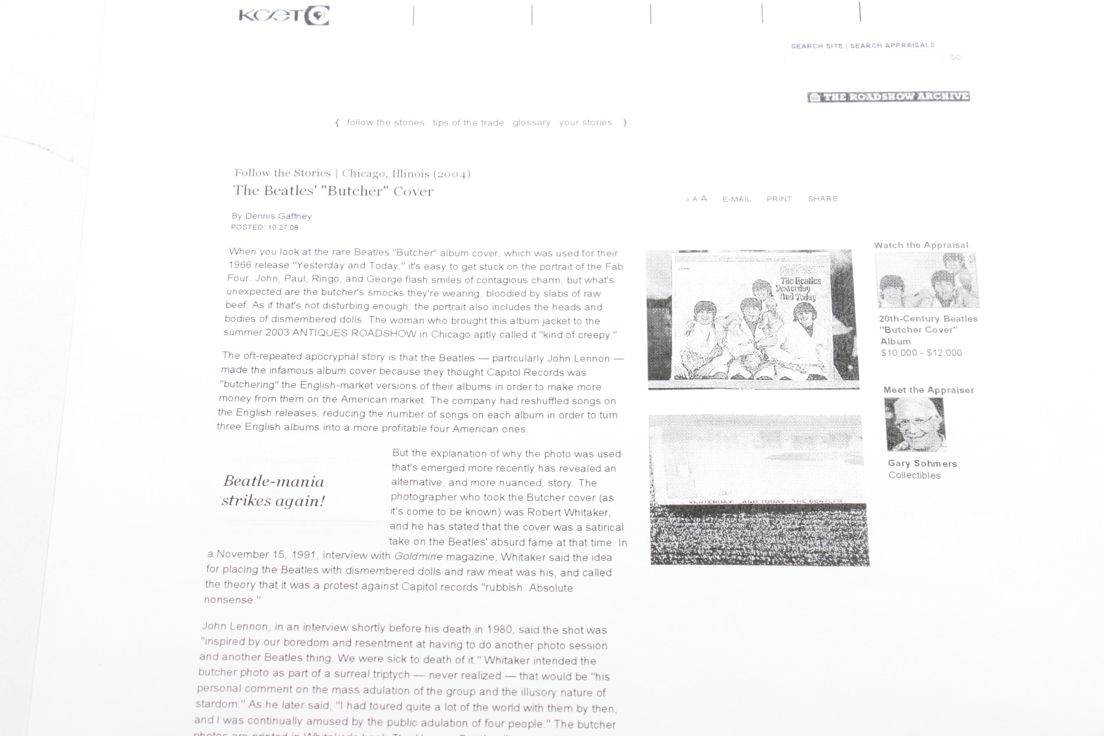 The Beatles "Yesterday and Today" Rare 'First State' Stereo 'Butcher Cover' LP