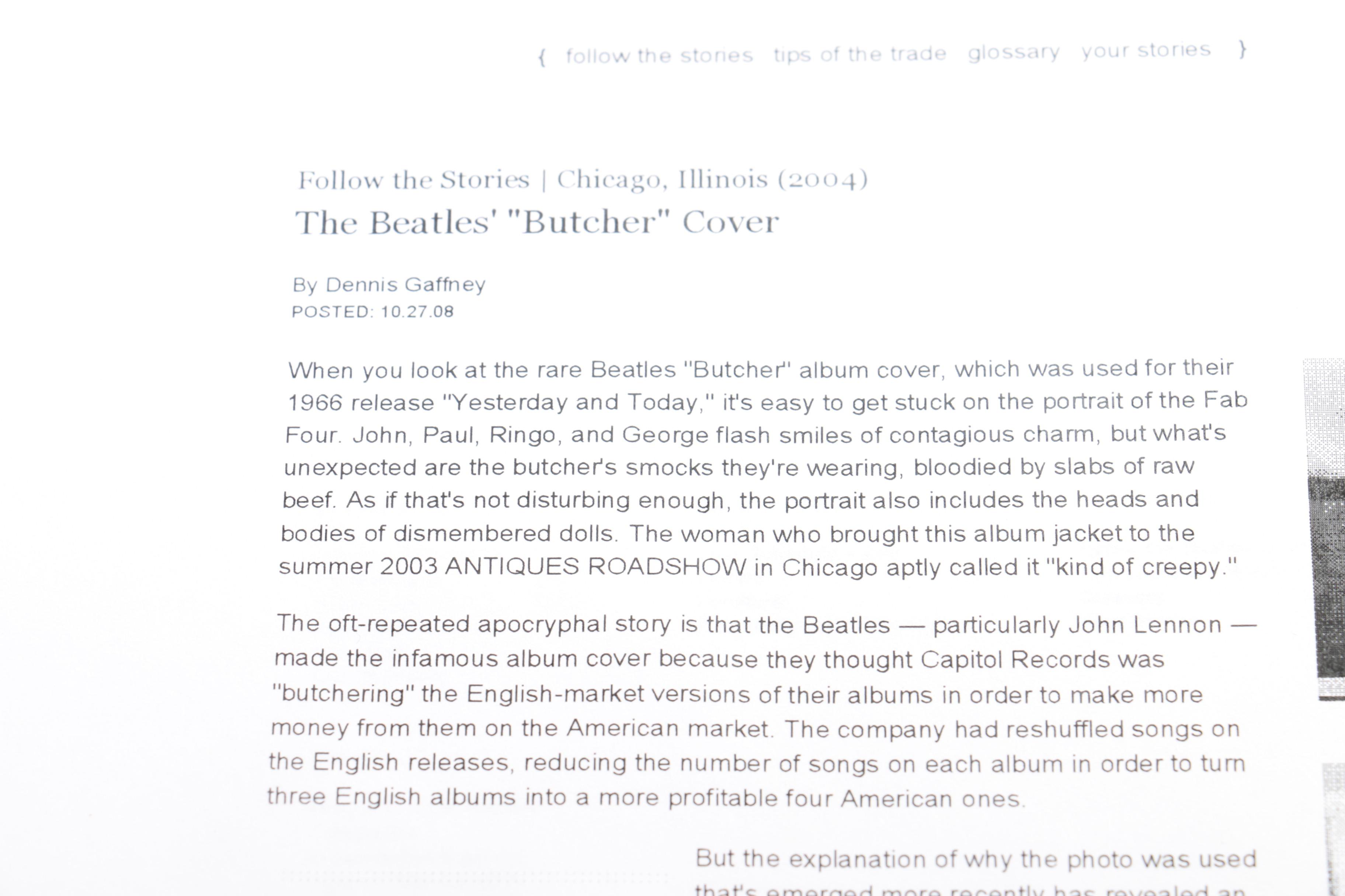 The Beatles "Yesterday and Today" Rare 'First State' Stereo 'Butcher Cover' LP