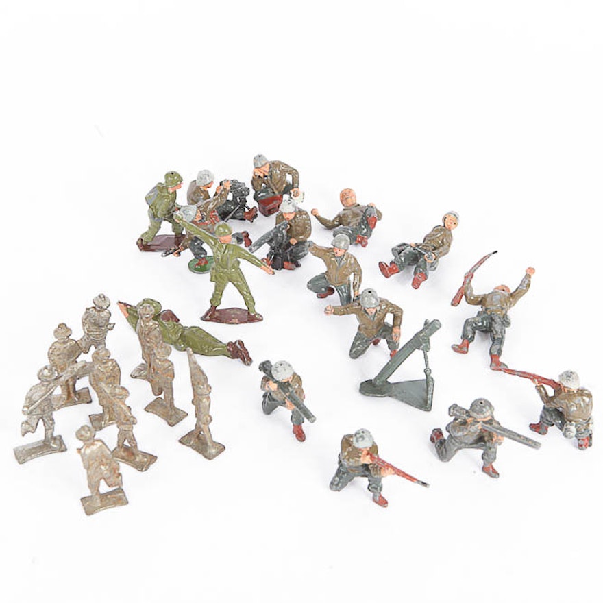 Collection of Vintage Cast Metal Army Figures
