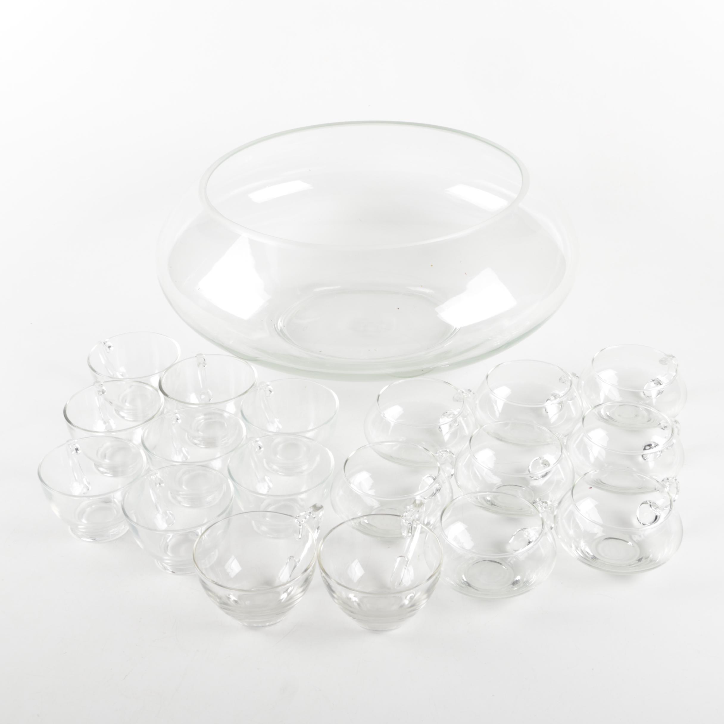 Clear Glass Punch Bowl Set