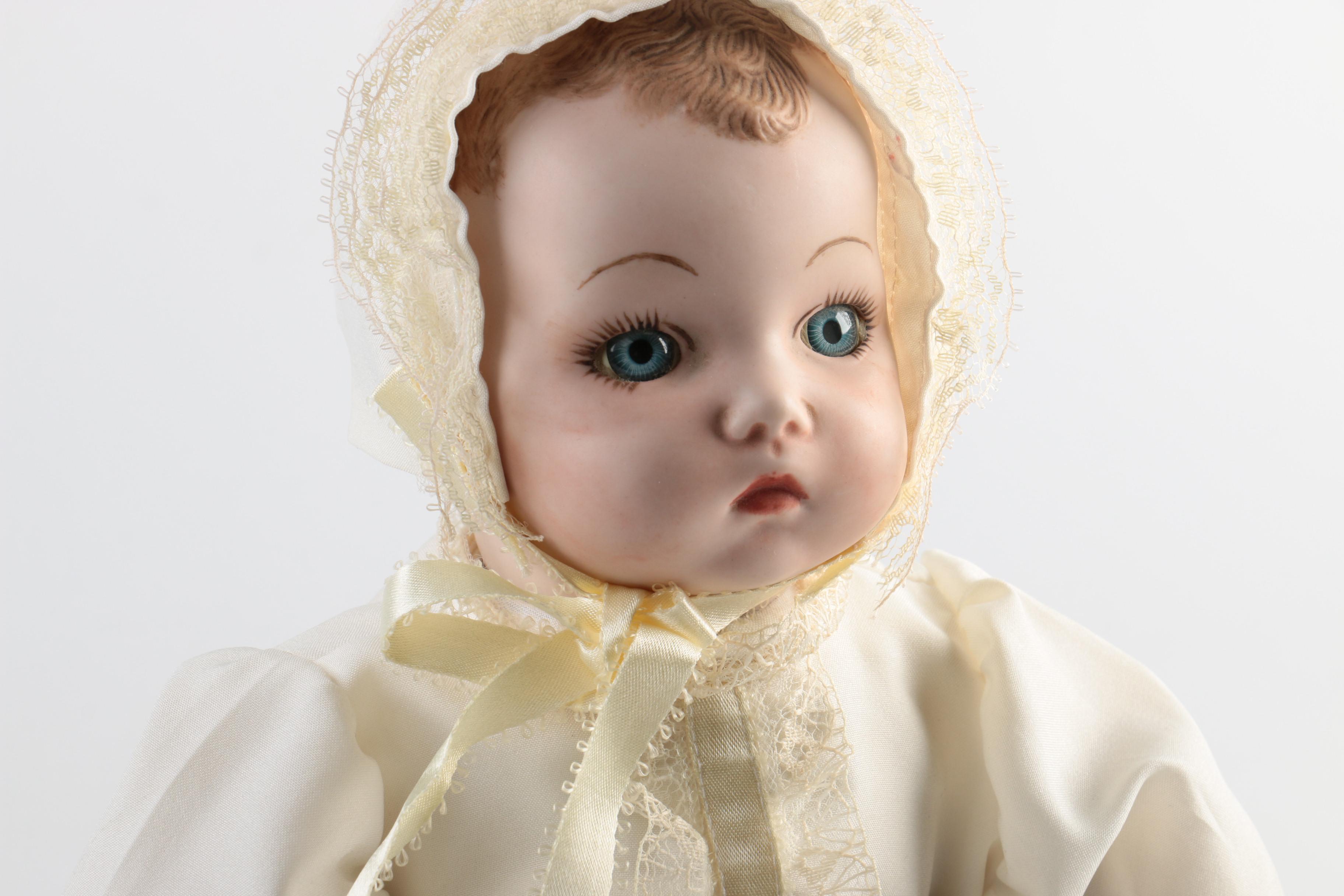 Vintage Hand-Painted Bisque Doll by Loraine