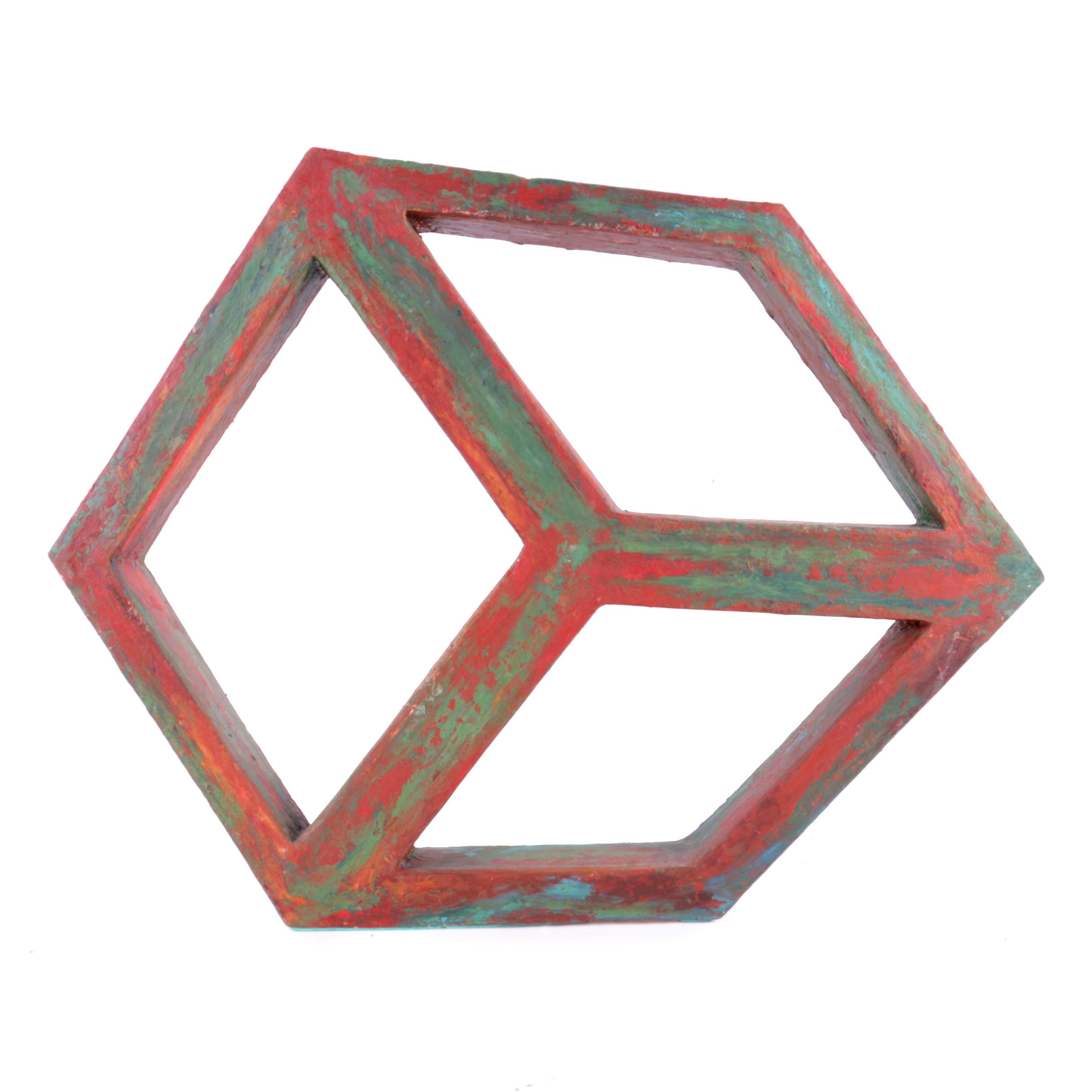 Bill Schiffer Wax on Wood Sculpture "Cube"