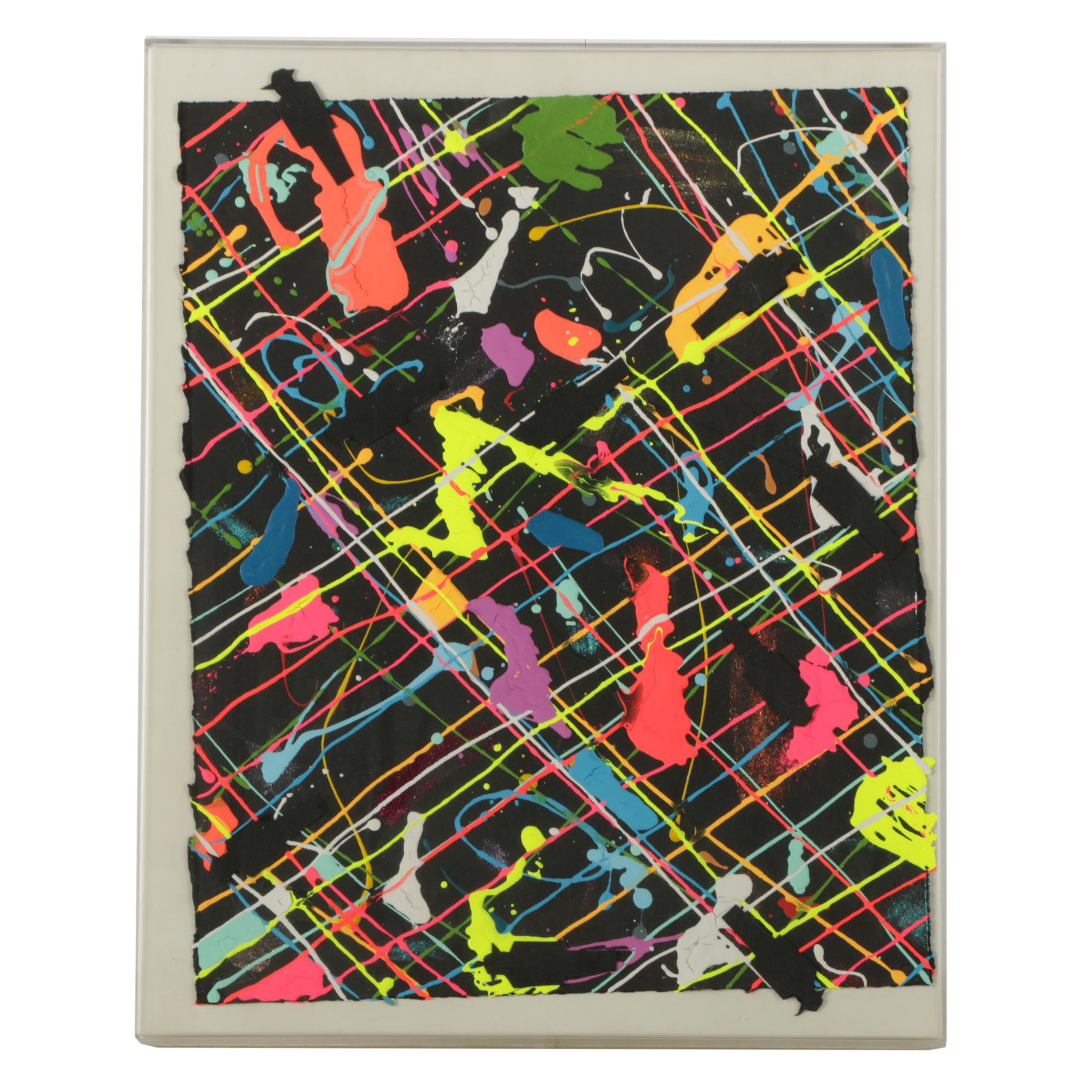 Attributed to B. Schiffer Mixed Media Painting of Contemporary Composition