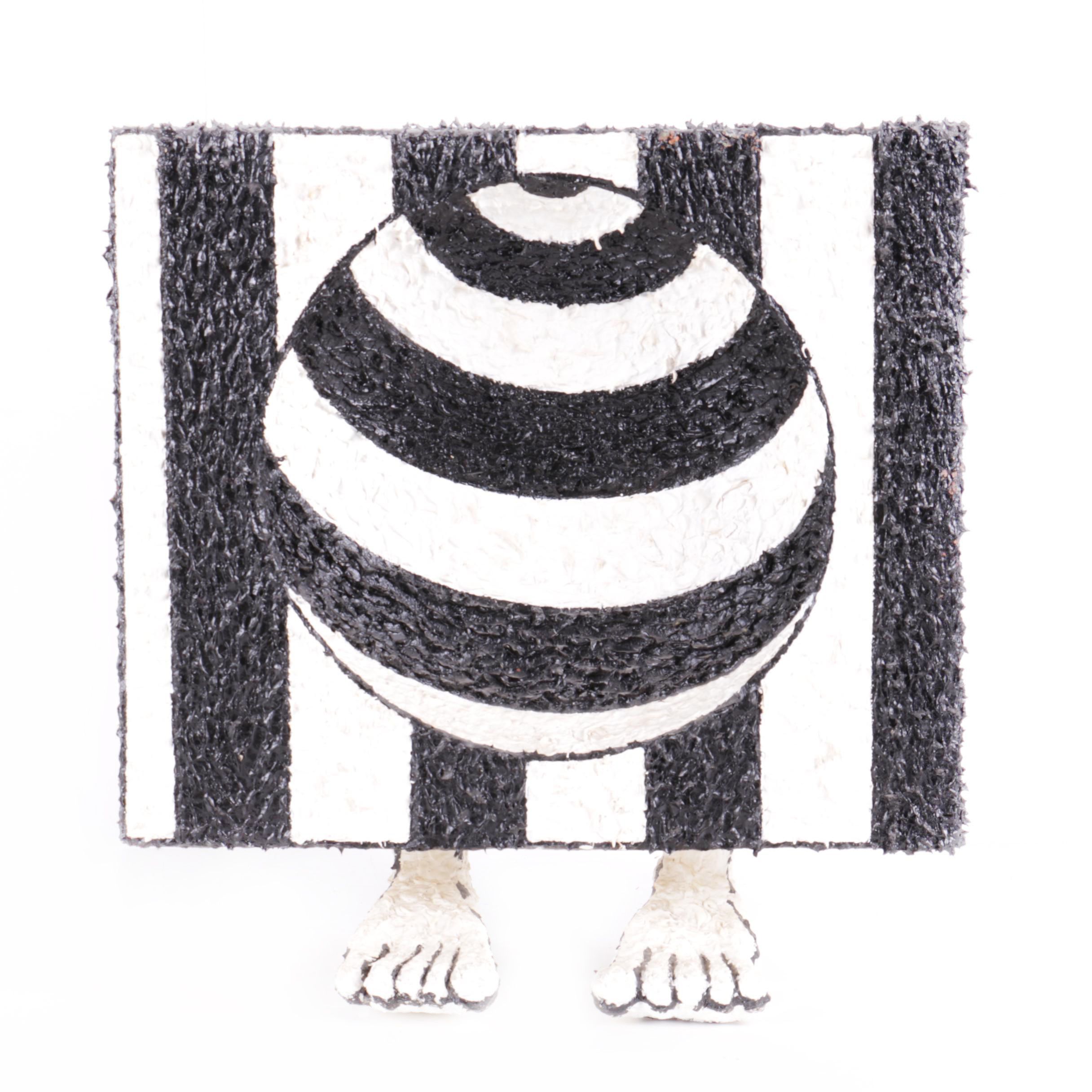 Bill Schiffer Mixed Media Sculpture of a Black and White Box with Feet