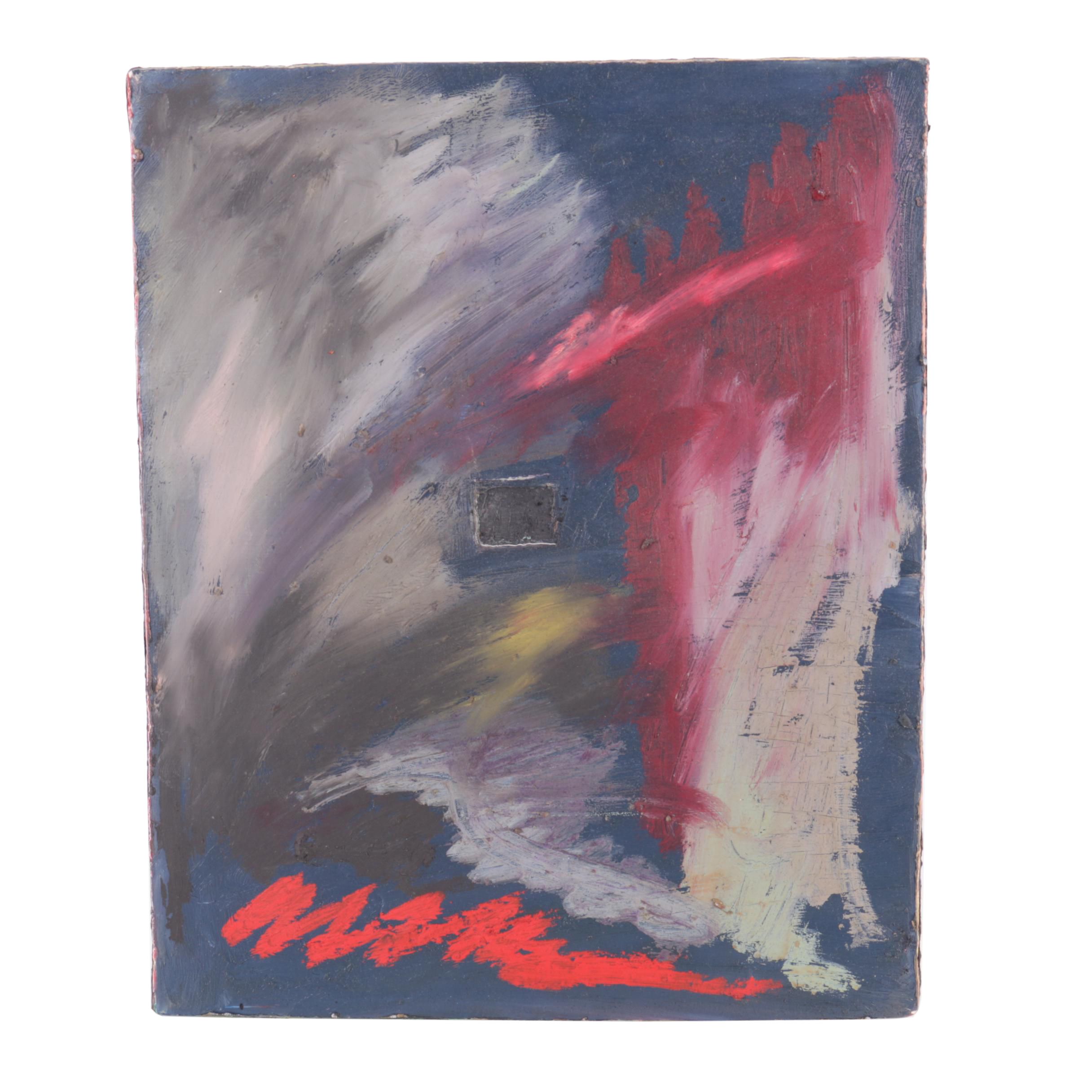 Bill Schiffer Original 1977 Oil Painting of Expressionist Forms