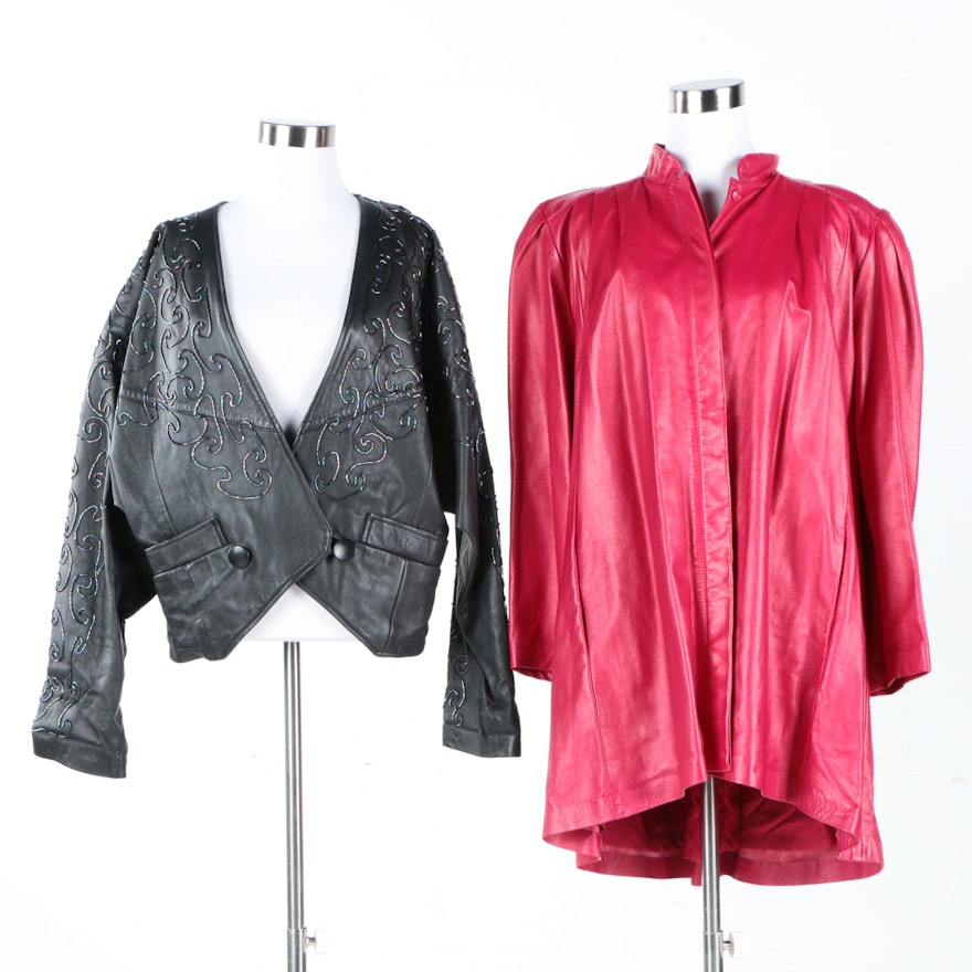 Women's Vintage Leather Jackets Including Embellishment