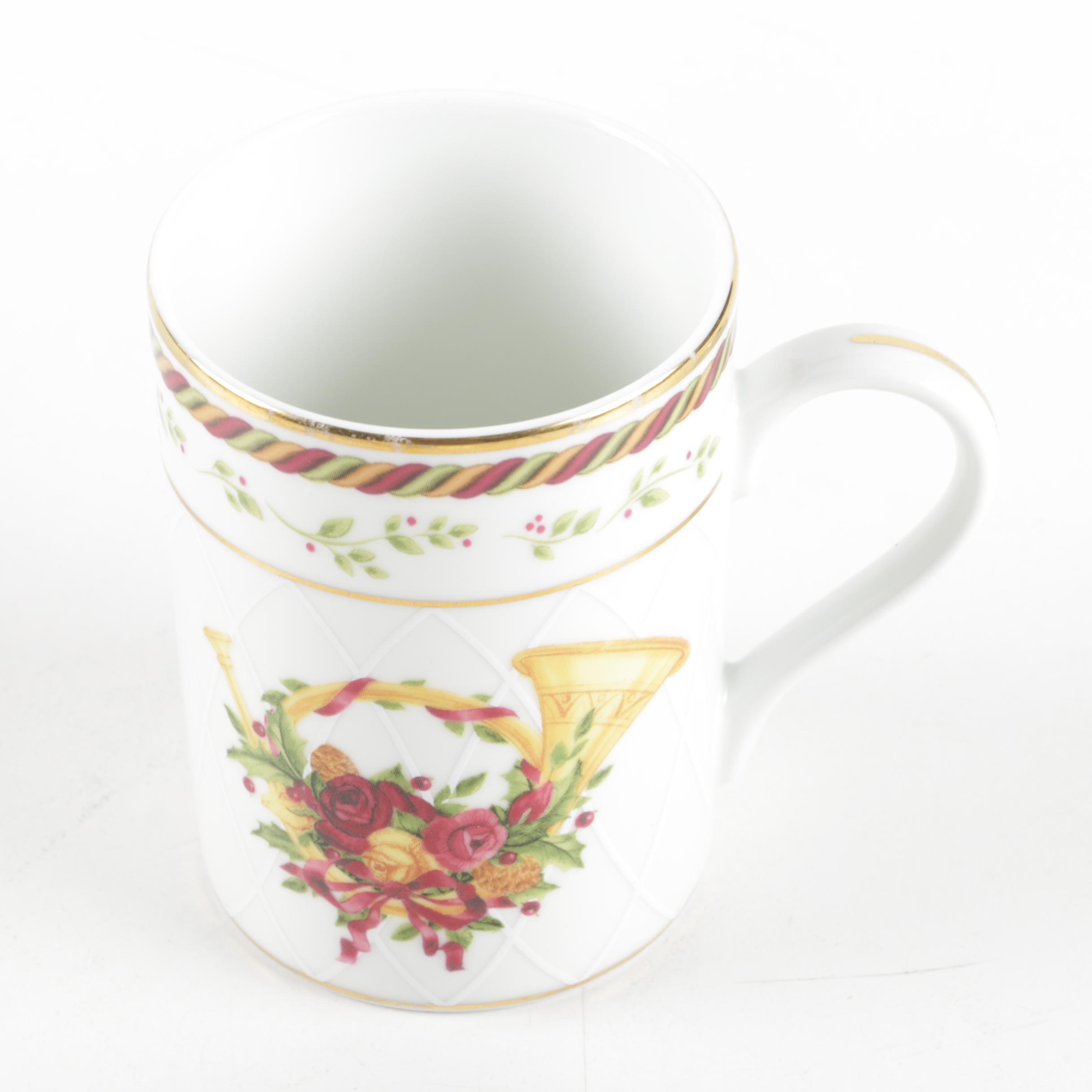 Mikasa "Holiday Ride" Trinket Box and Vintage Royal Albert Teacups