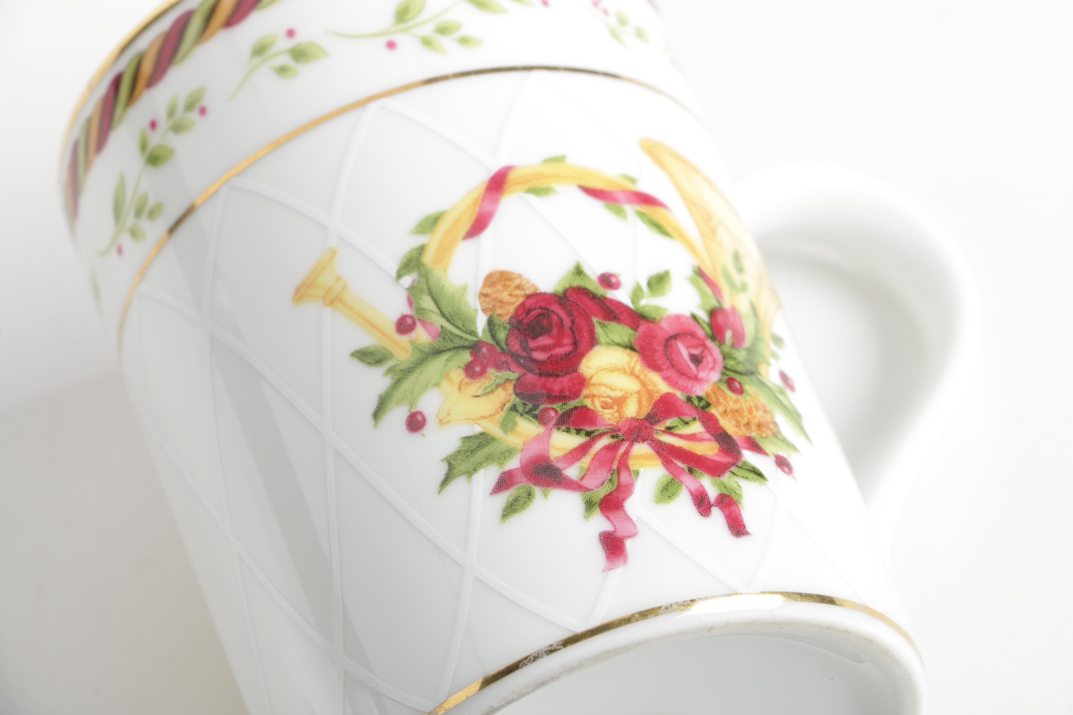 Mikasa "Holiday Ride" Trinket Box and Vintage Royal Albert Teacups