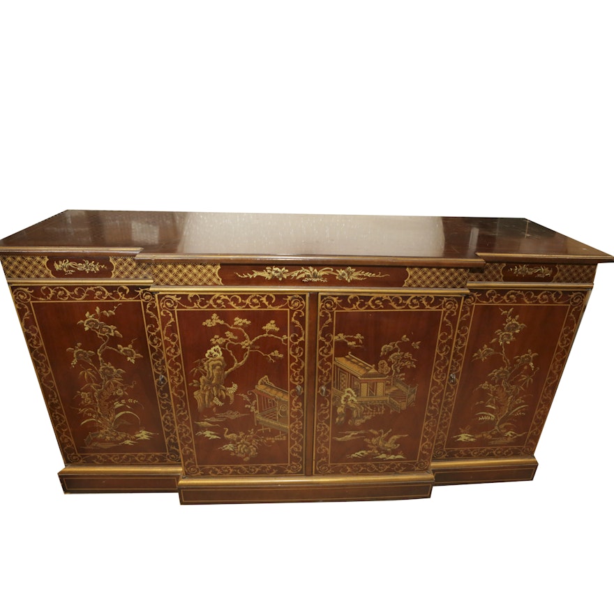 Vintage Drexel Chinoiserie Breakfront Sideboard