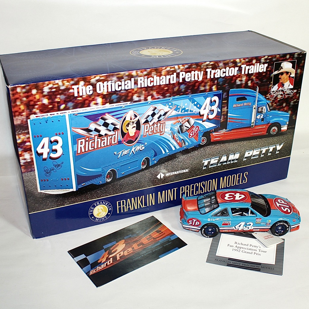 Franklin Mint Richard Petty Racing Car and Tractor Trailer Die Cast Replicas
