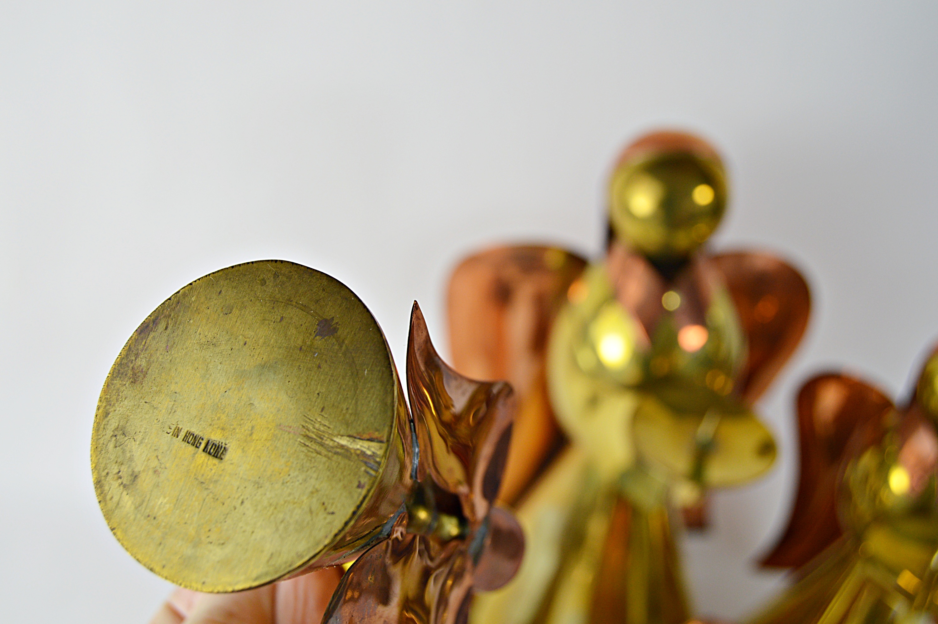 Mid Century Modern Copper and Brass Angel Candleholders