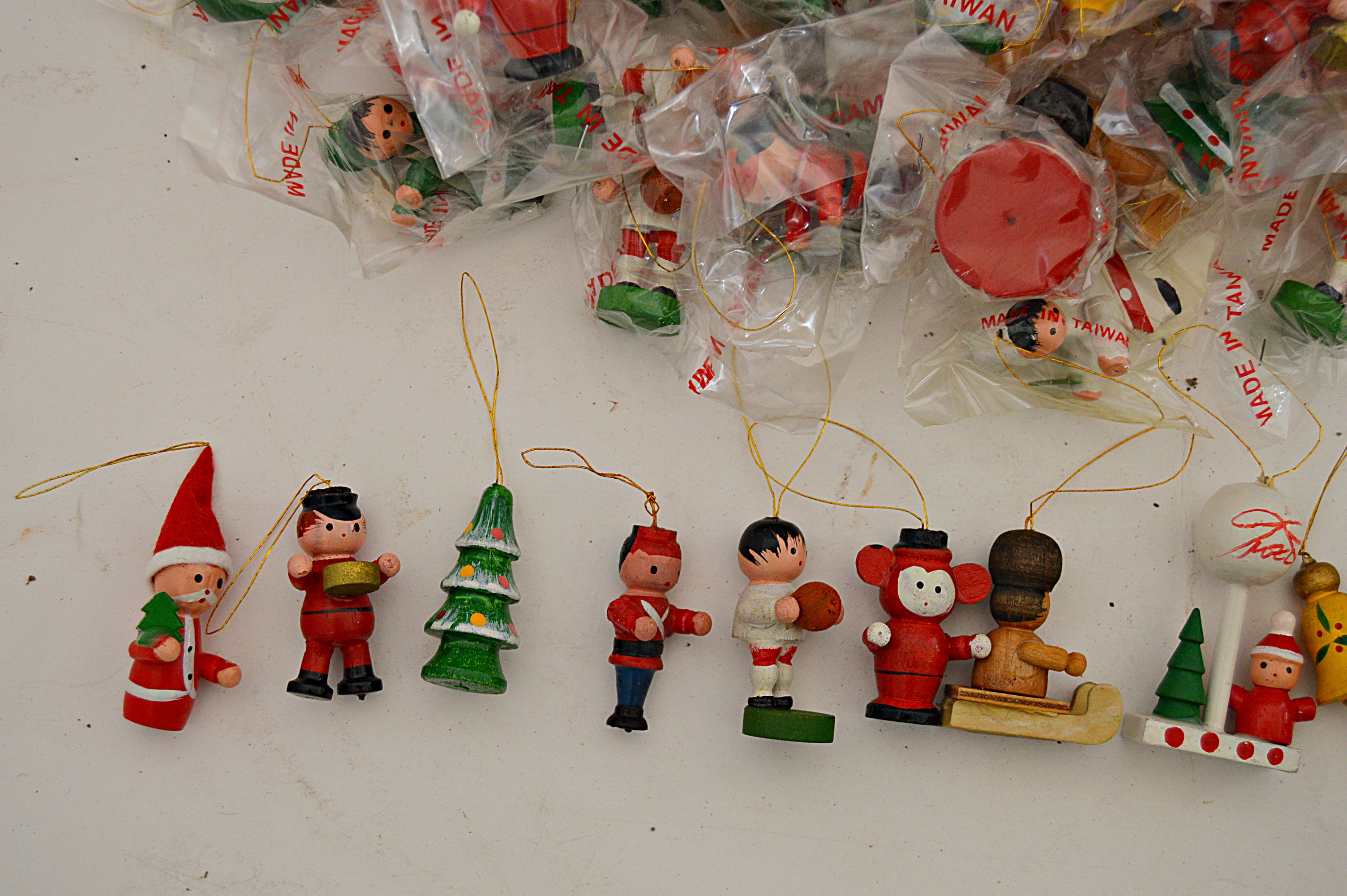 Vintage Miniature Wooden Christmas Ornaments