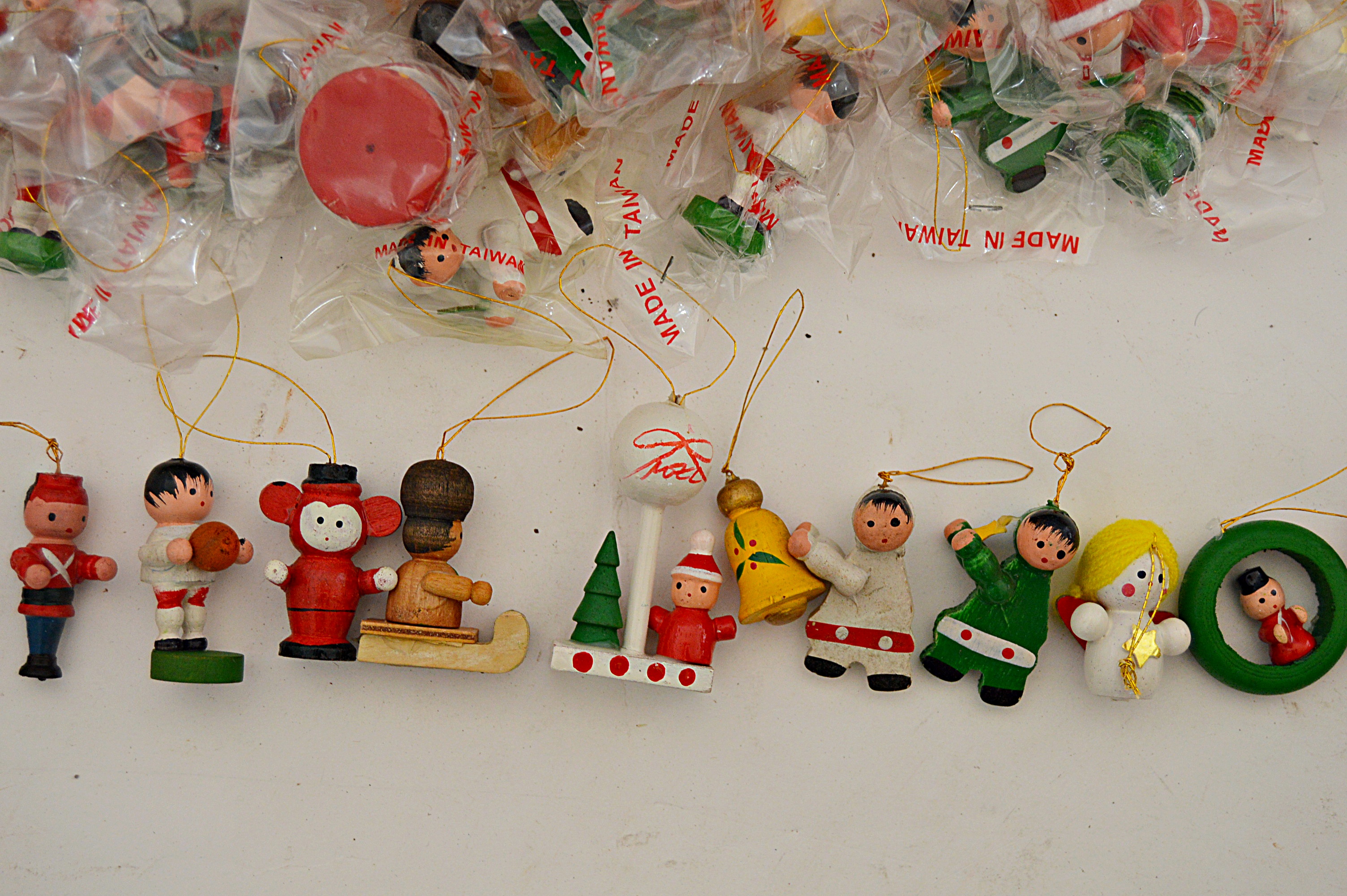 Vintage Miniature Wooden Christmas Ornaments