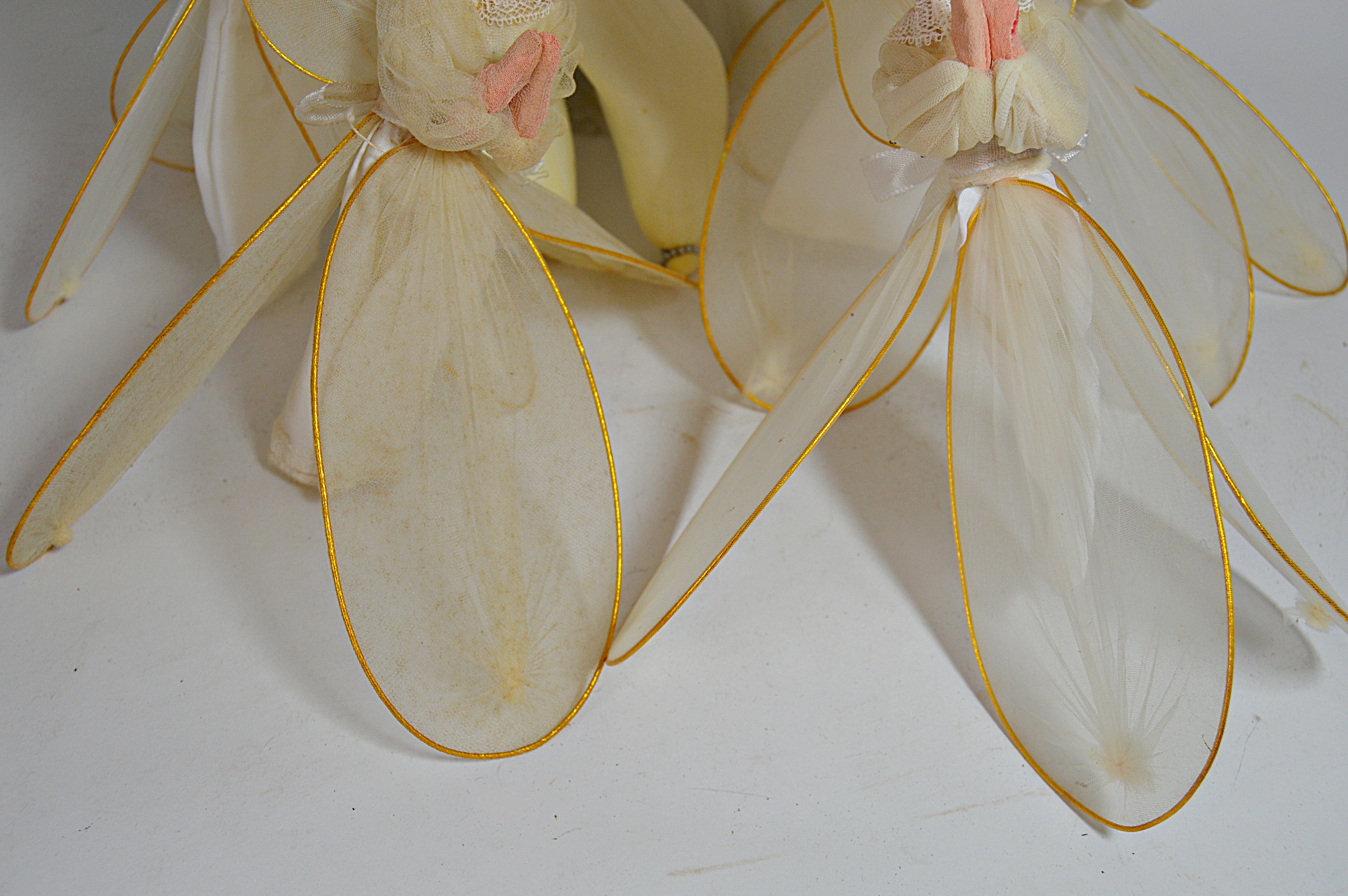 Mid Century Modern Japanese Holiday Filament and Fabric Angels