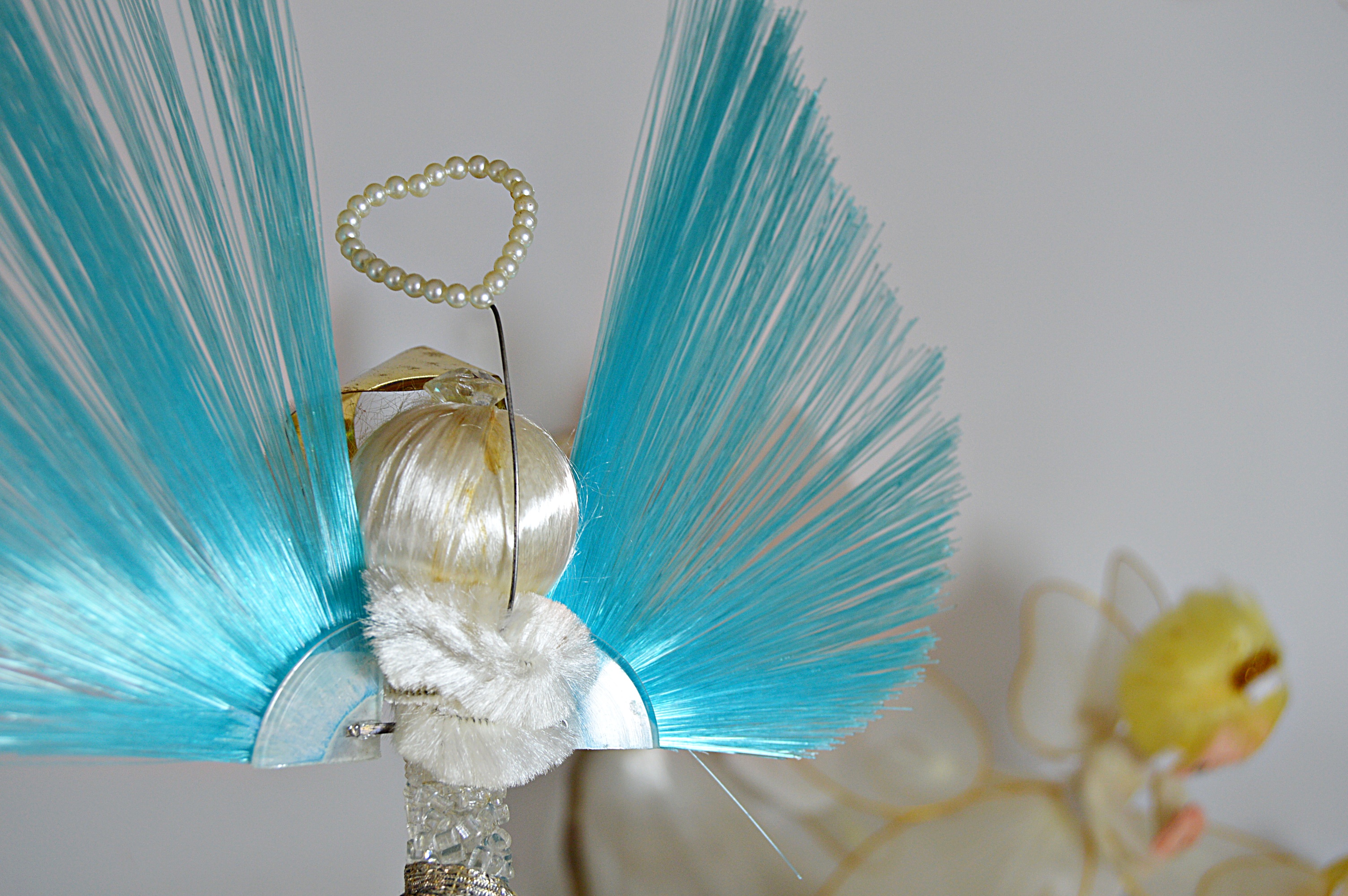 Mid Century Modern Japanese Holiday Filament and Fabric Angels