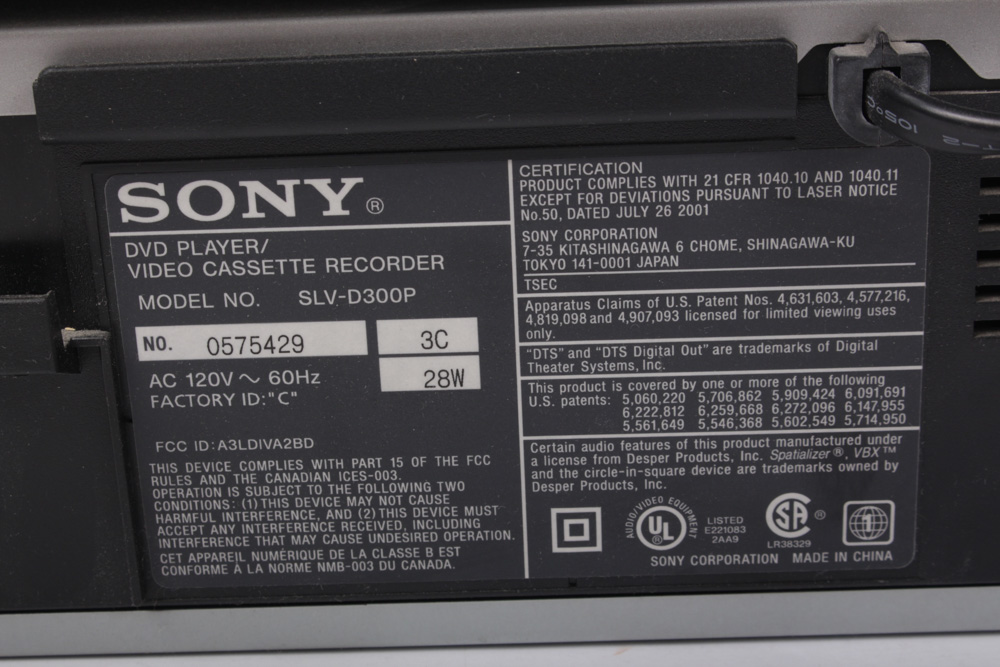 Sony DVD/VHS Player With Pioneer VSX-C300 Receiver
