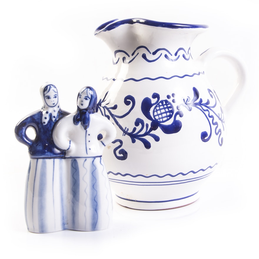 Vintage Blue and White Russian and Hungarian Tableware