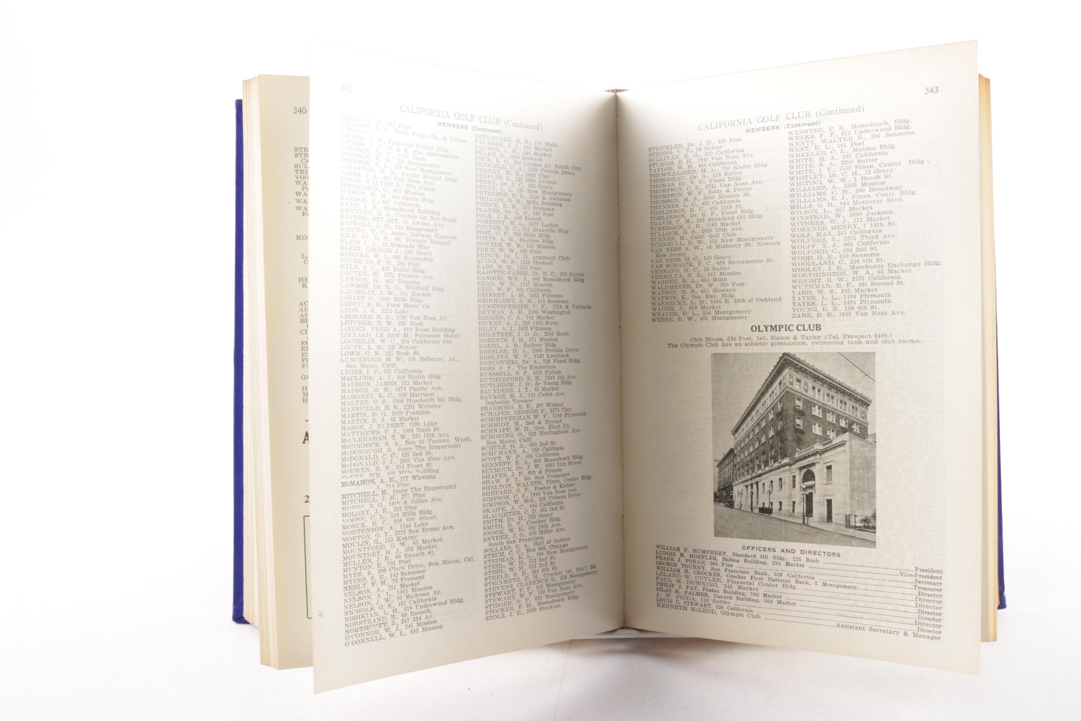 1928 & 1930 "The Blue Book and Club Directory"