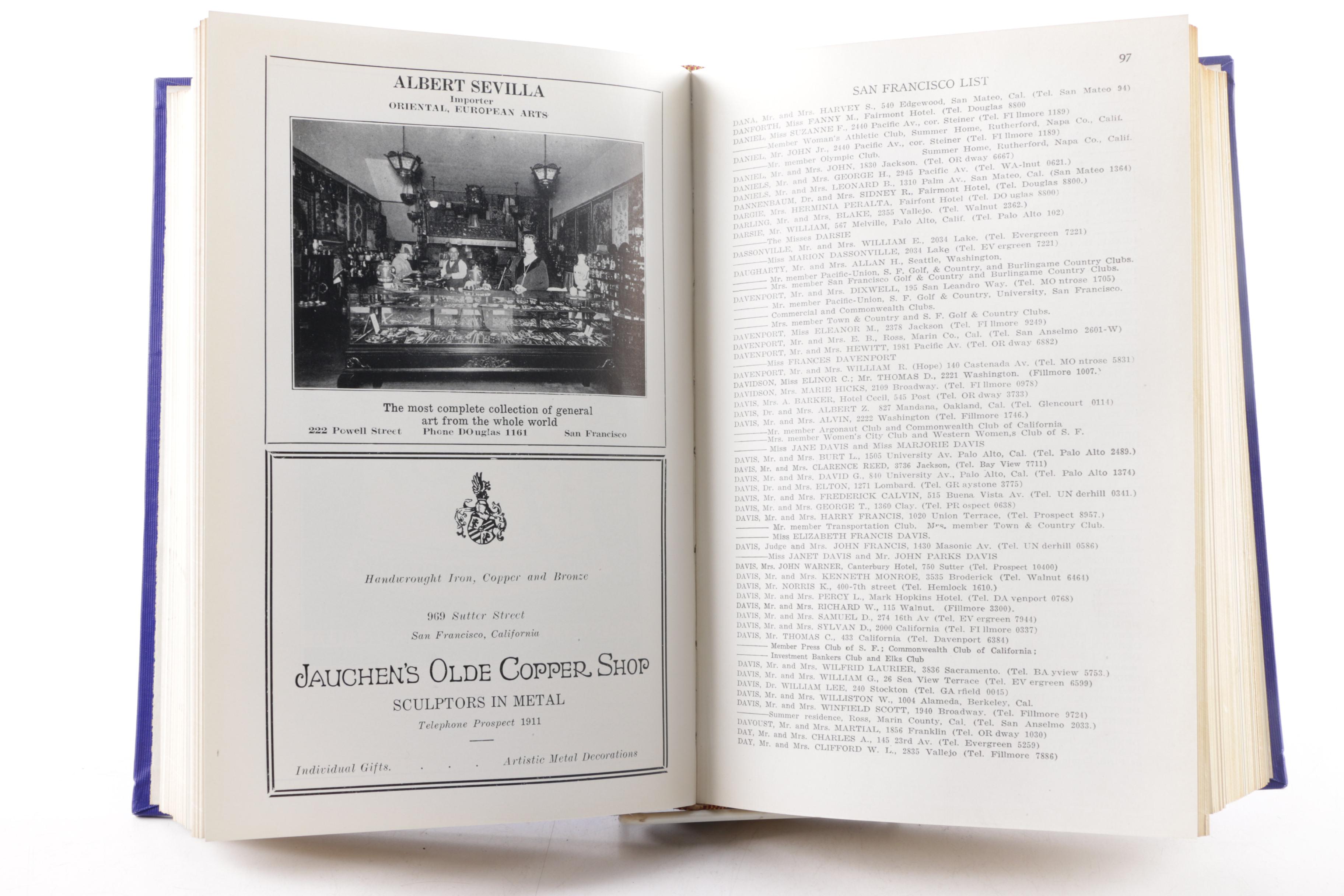 1928 & 1930 "The Blue Book and Club Directory"