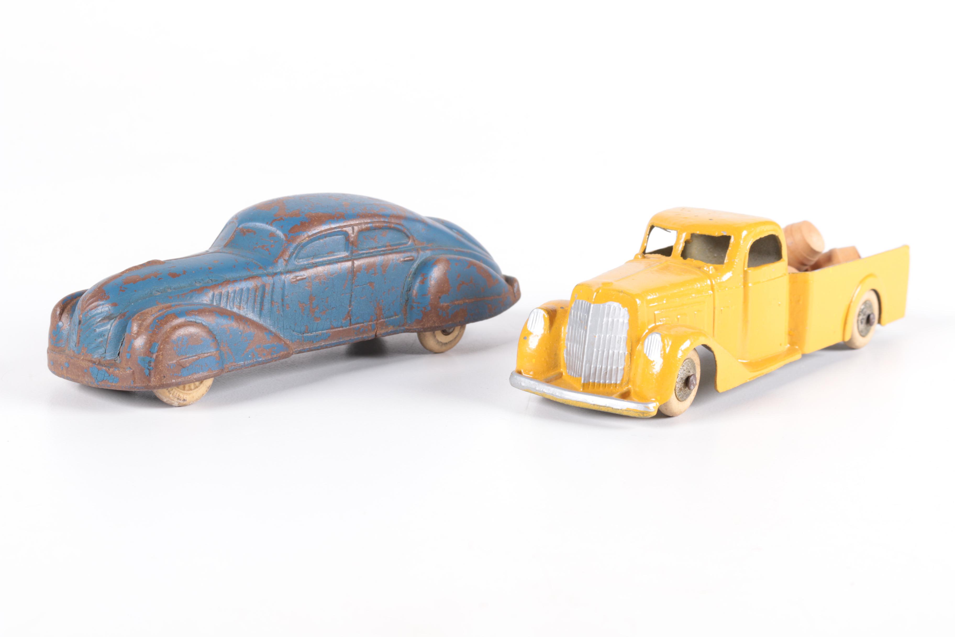 Vintage Toy Car Assortment Including Sun Rubber Company