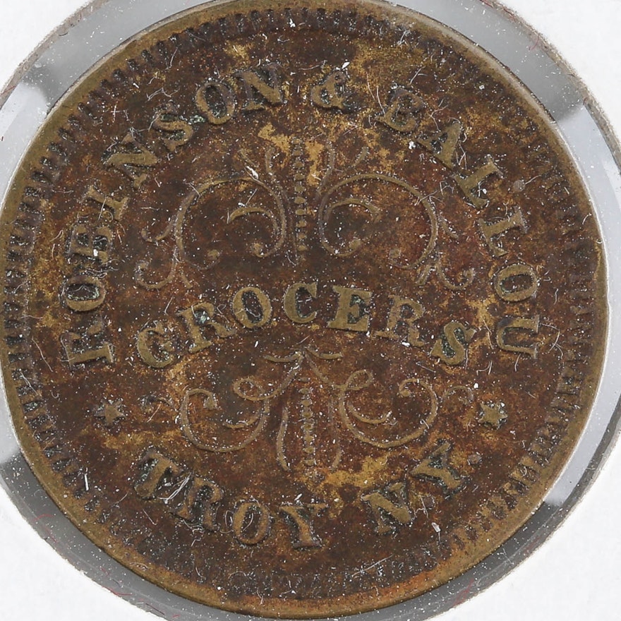 1863 Civil War Store Token Robinson & Ballou Grocers