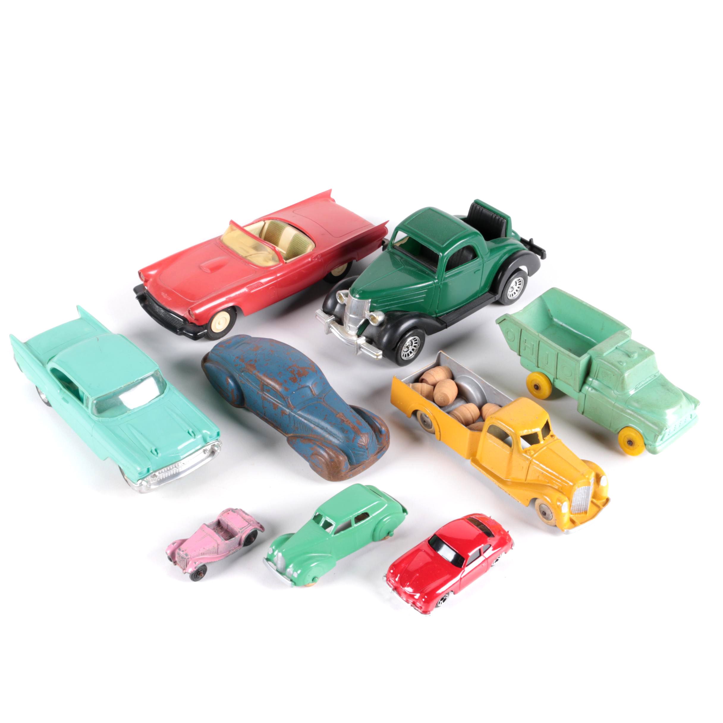 Vintage Toy Car Assortment Including Sun Rubber Company