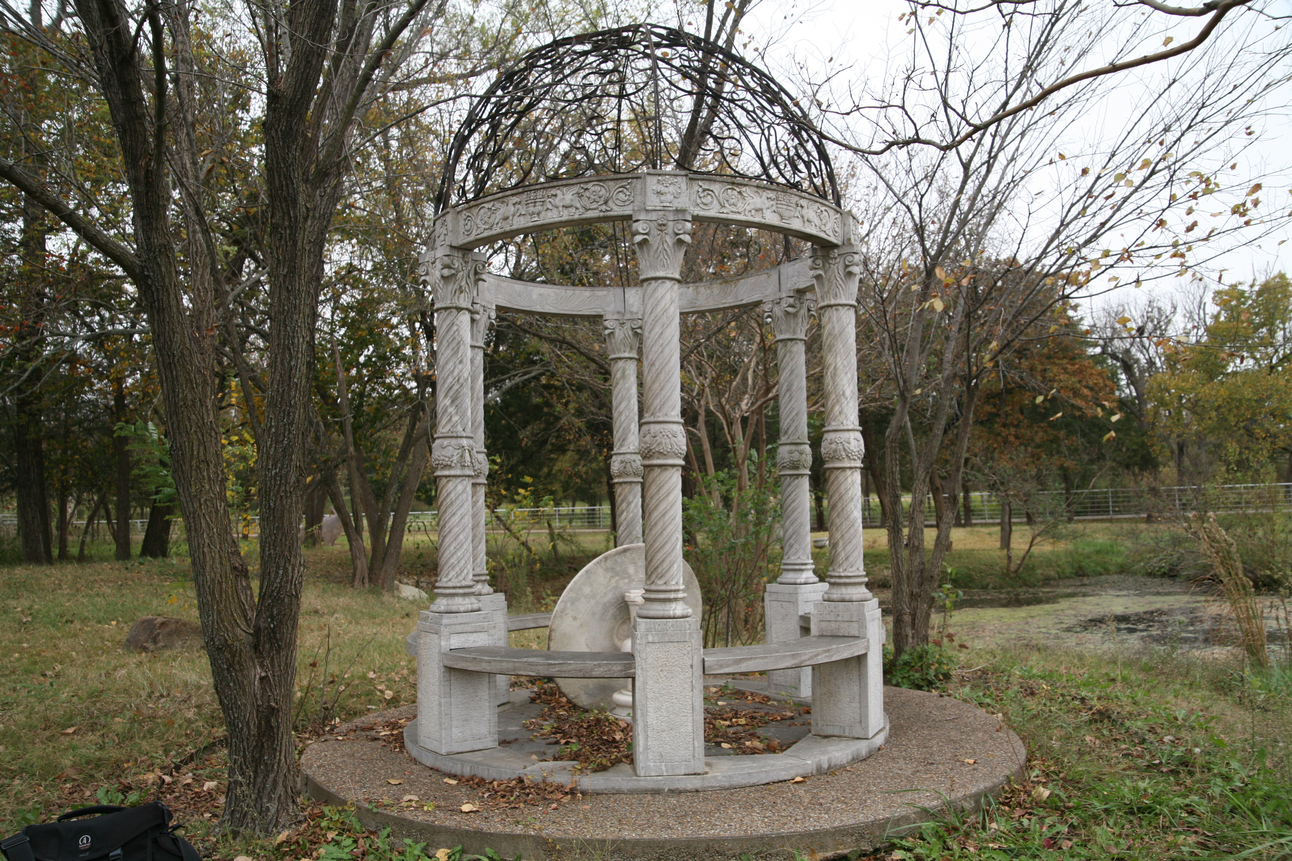 Neoclassical Style Concrete Gazebo with Wrought Iron Dome