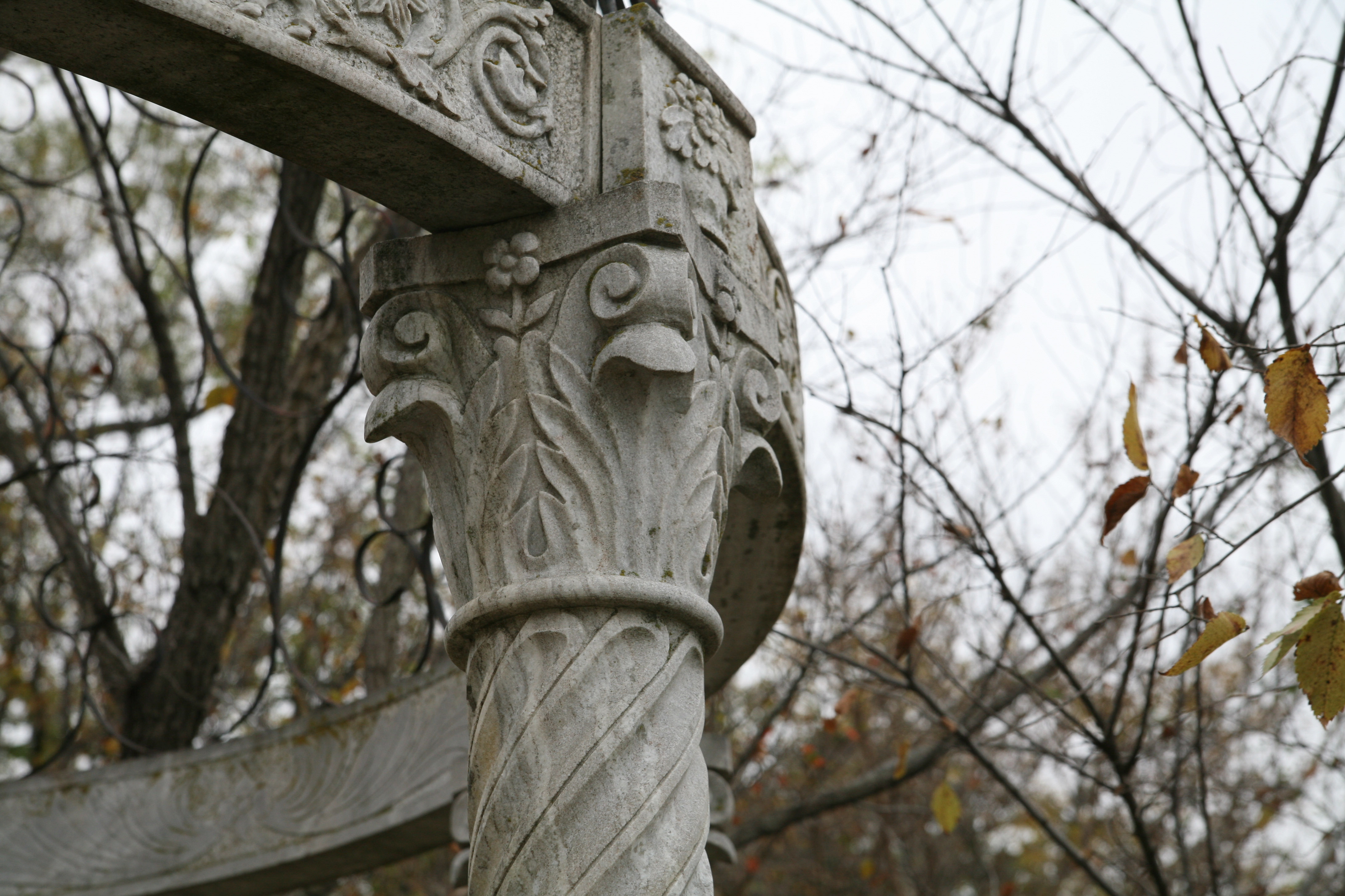 Neoclassical Style Concrete Gazebo with Wrought Iron Dome