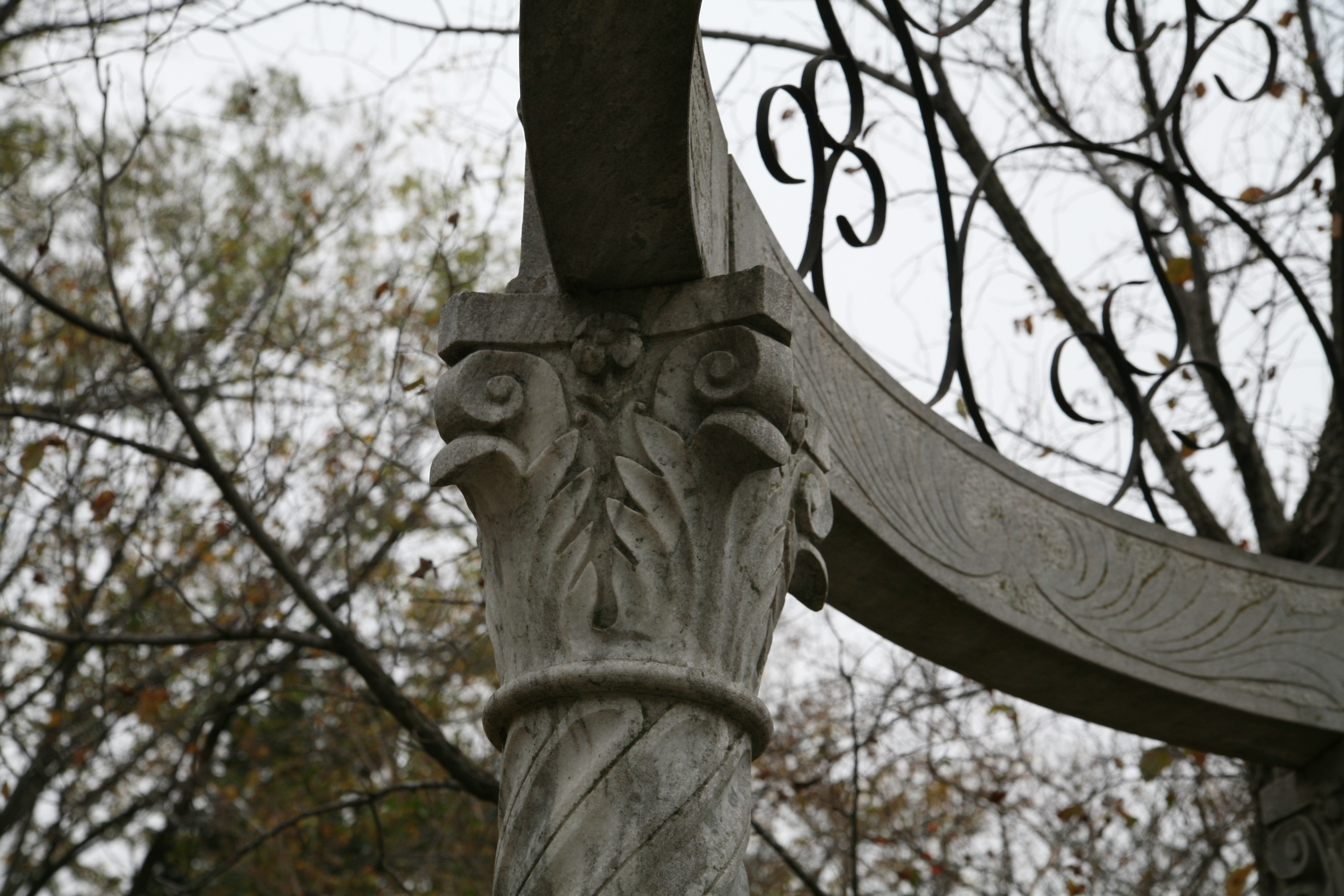 Neoclassical Style Concrete Gazebo with Wrought Iron Dome
