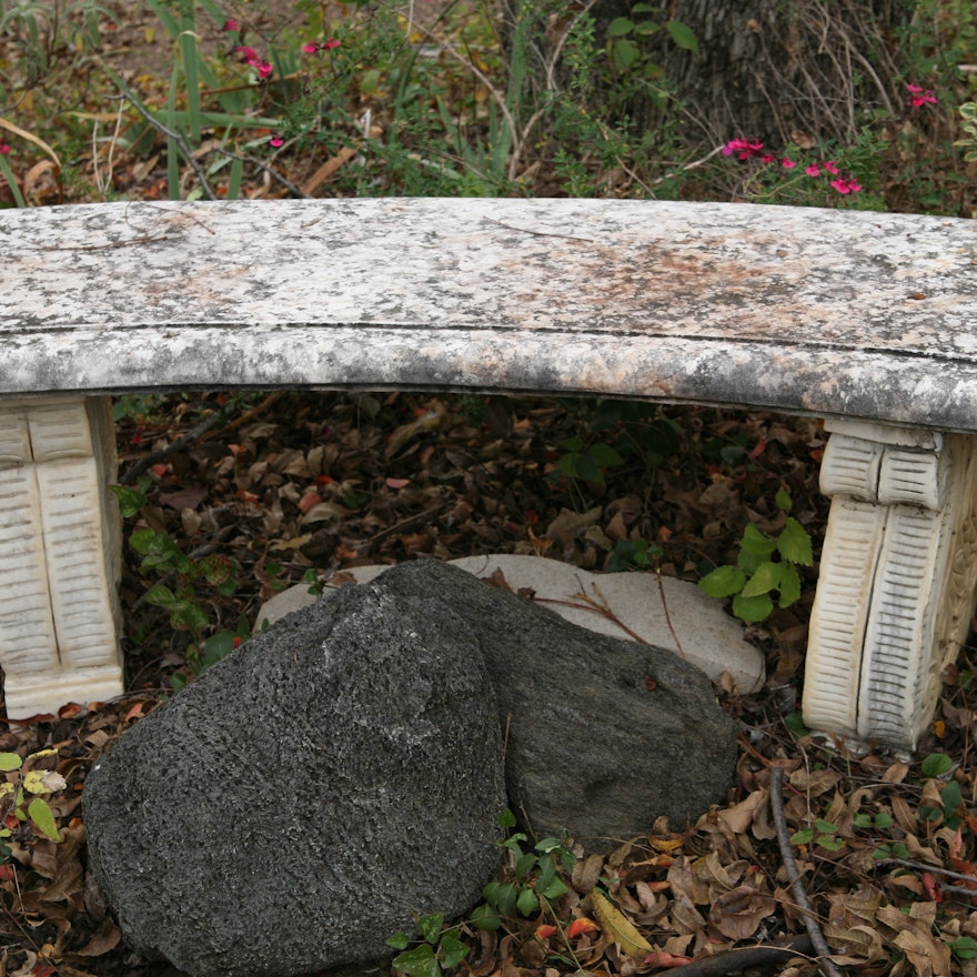 Sculpted Marble Garden Bench