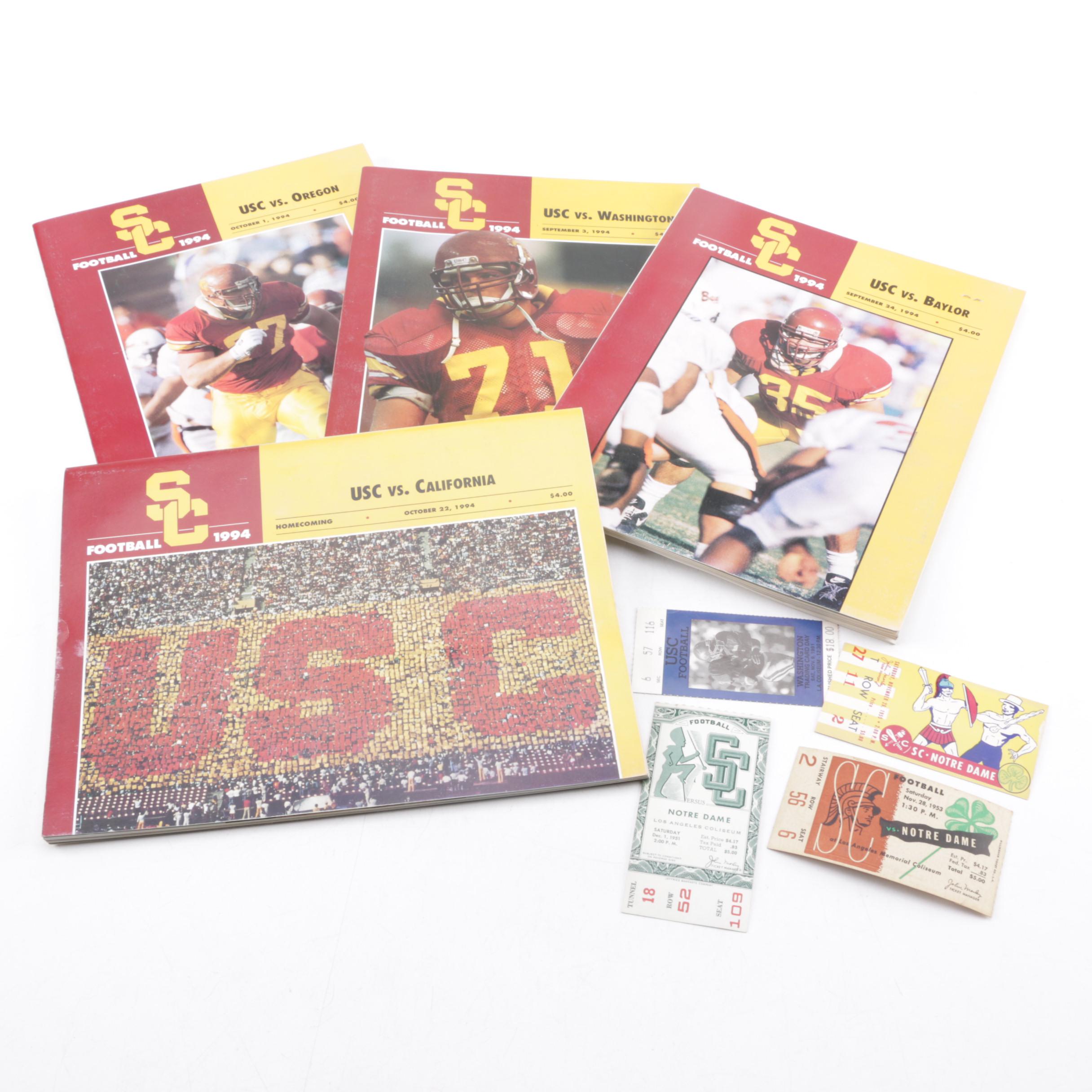 1994 USC Football Programs and Vintage USC Football Tickets