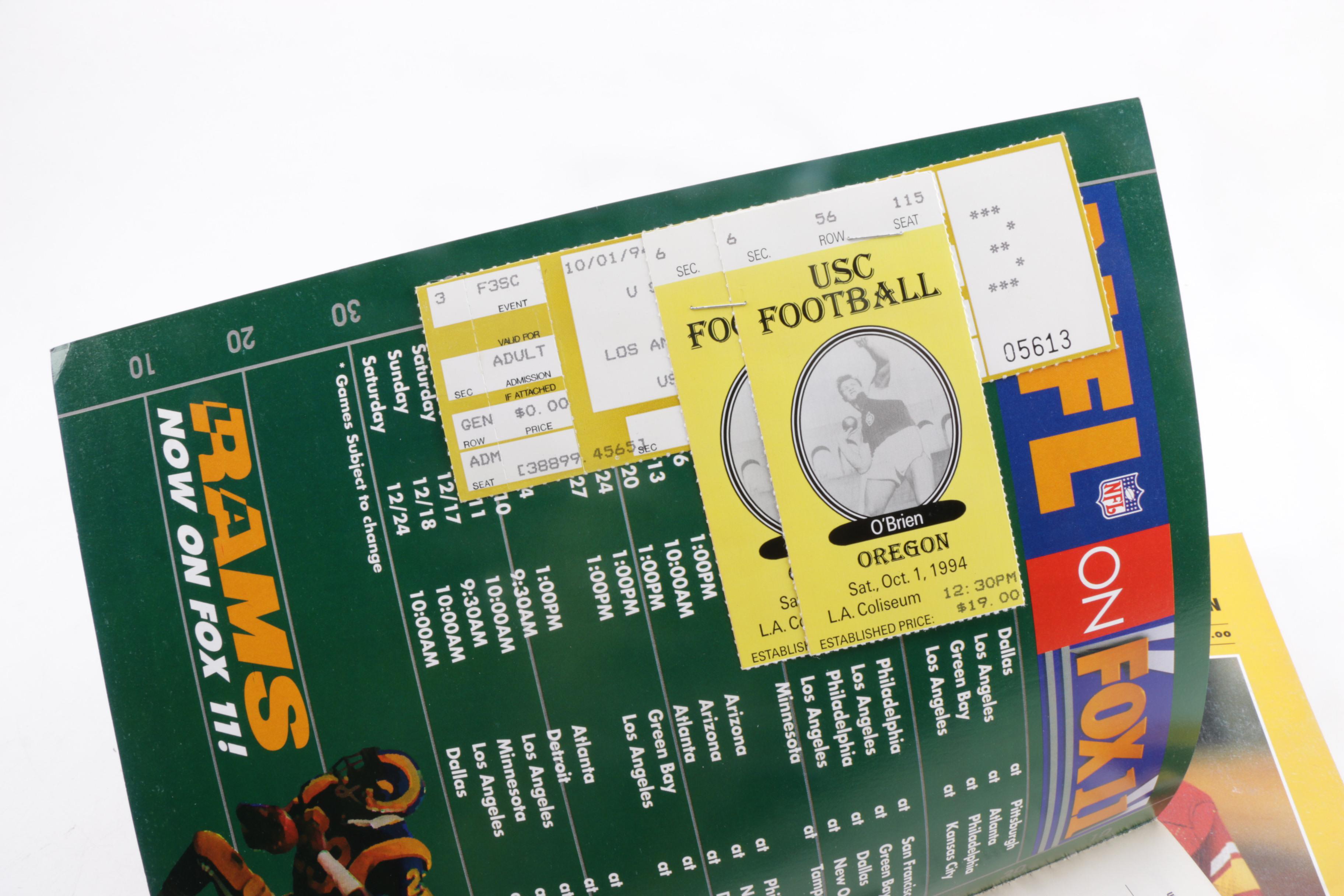 1994 USC Football Programs and Vintage USC Football Tickets