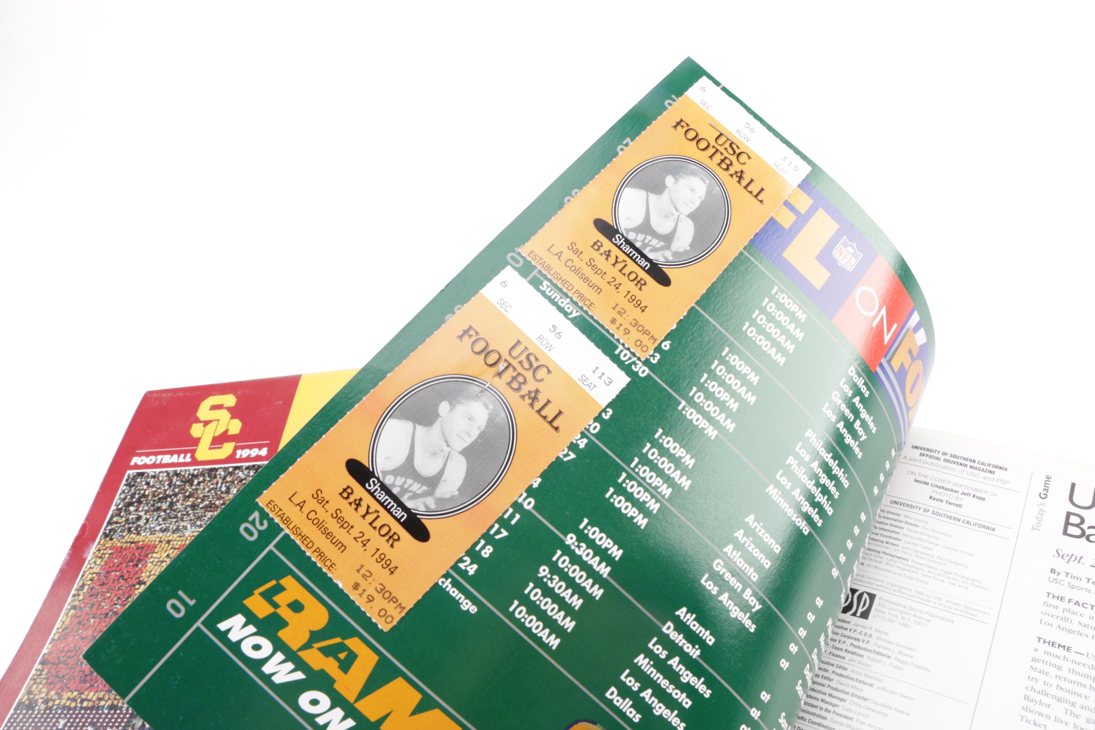 1994 USC Football Programs and Vintage USC Football Tickets